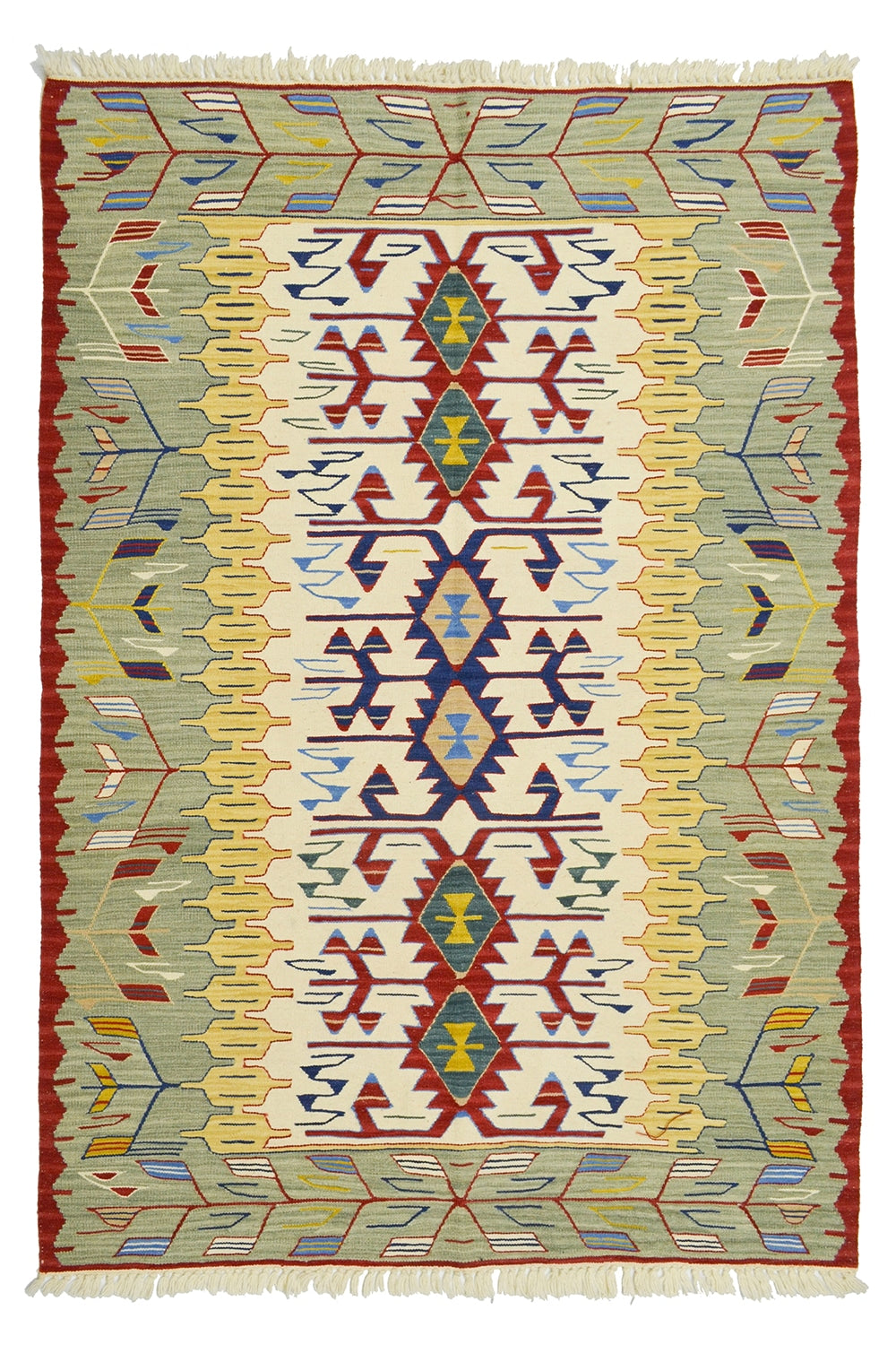Yünden El Dokuma Uşak Kök İnce Kilim 120x180 Cm (2.16 M²) - 0