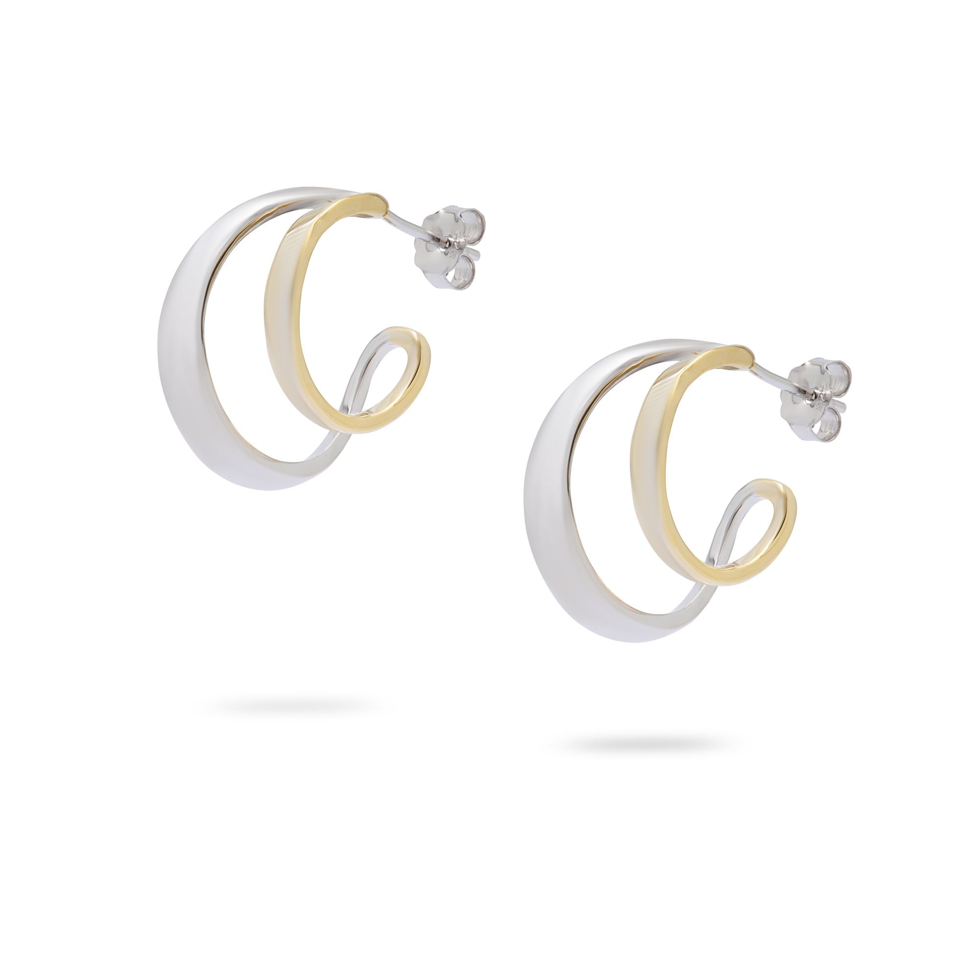 Kimolos-Aurora 925 Ayar Gümüş çift Renk Tasarım Halka Küpe-Küpe-1-Milagron.com