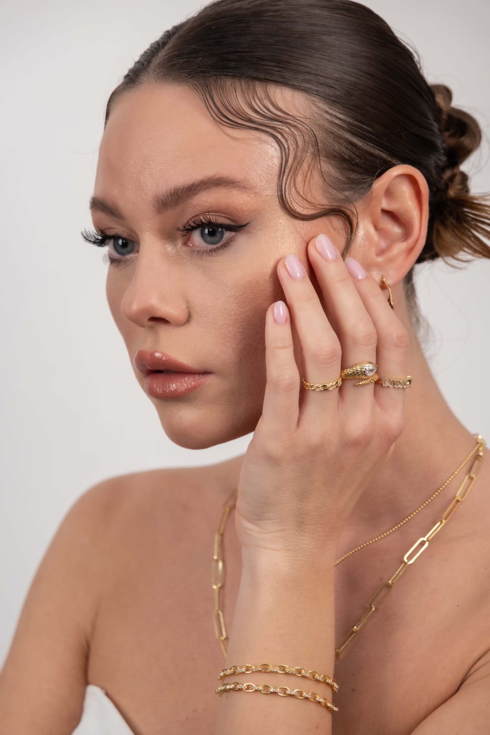 Kimolos-Baguette 925 Ayar Gümüş Baget Taşlı Ayarlanabilir Yüzük-Yüzük-4-Milagron.com