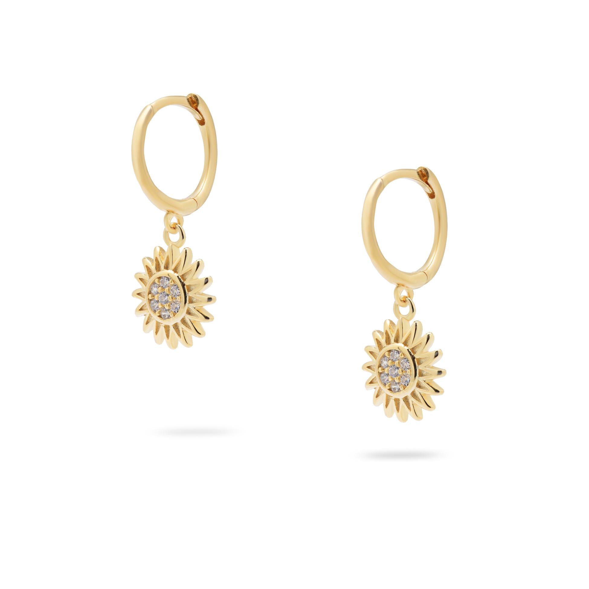 Kimolos-Before Sunset 925 Ayar Gümüş Zirkon Taşlı Sallantılı Güneş Küpe-Küpe-1-Milagron.com