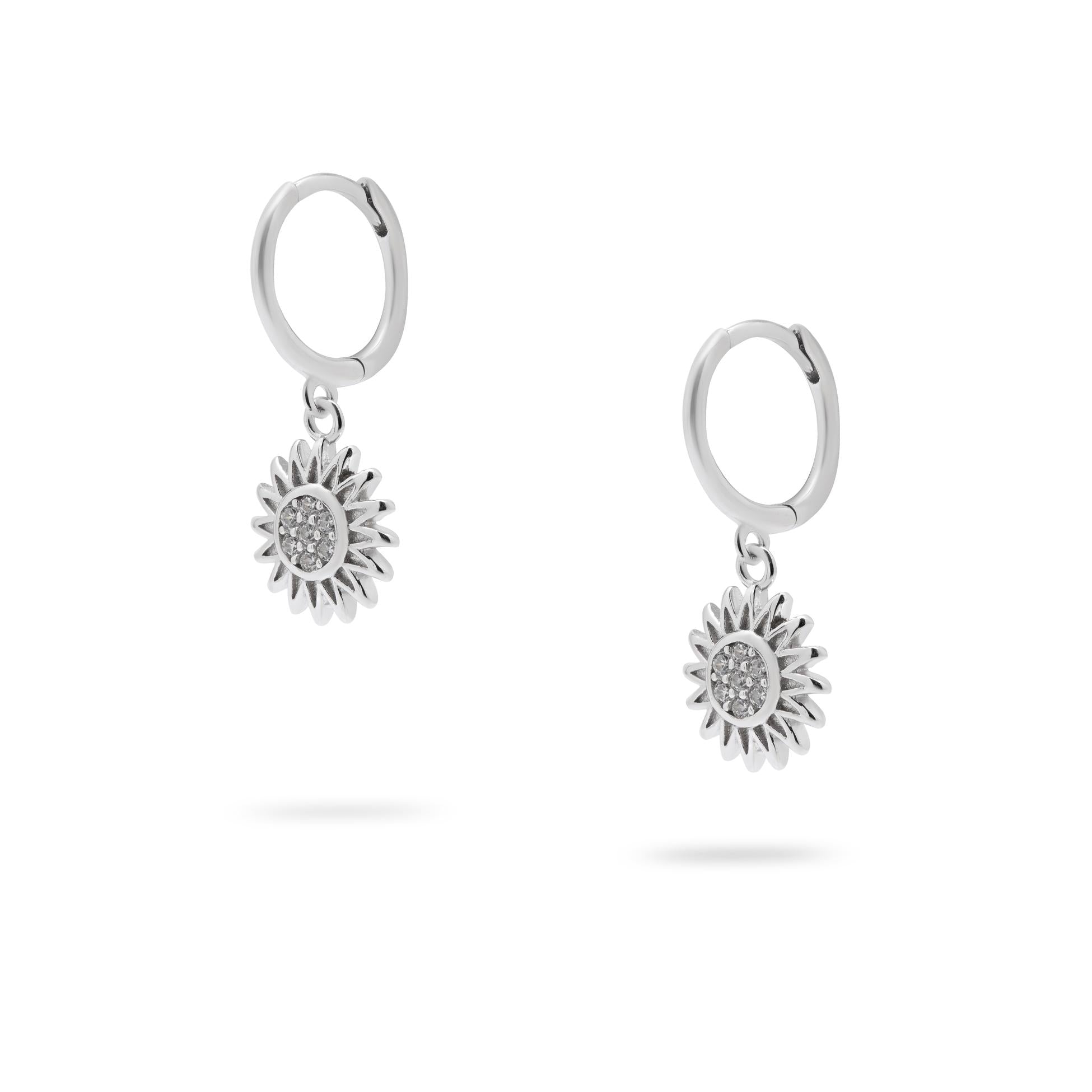 Kimolos-Before Sunset 925 Ayar Gümüş Zirkon Taşlı Sallantılı Güneş Küpe-Küpe-2-Milagron.com