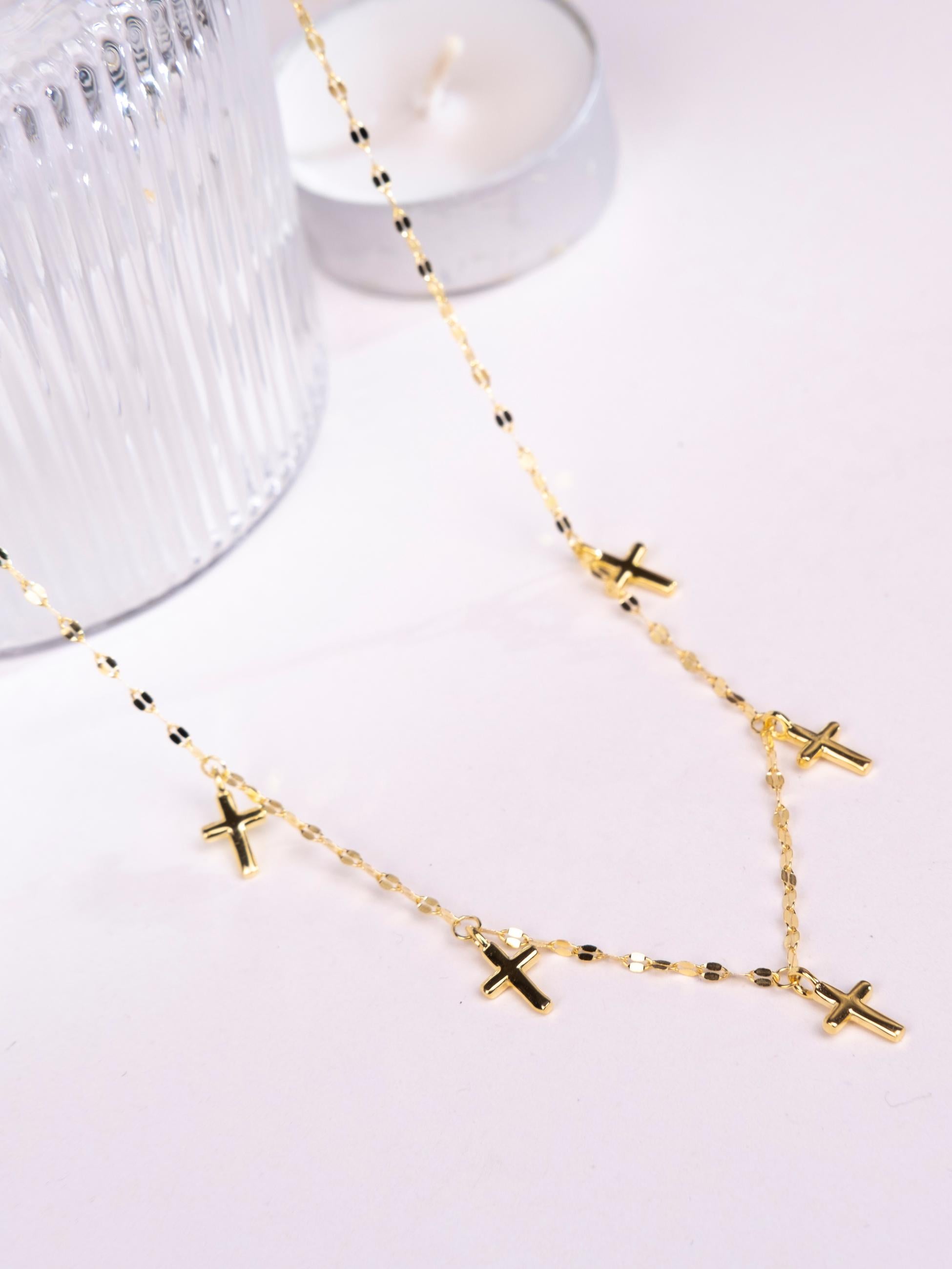 Kimolos-Bella 925 Ayar Gümüş Gold Renk Haç Model Kolye-Kolye-2-Milagron.com