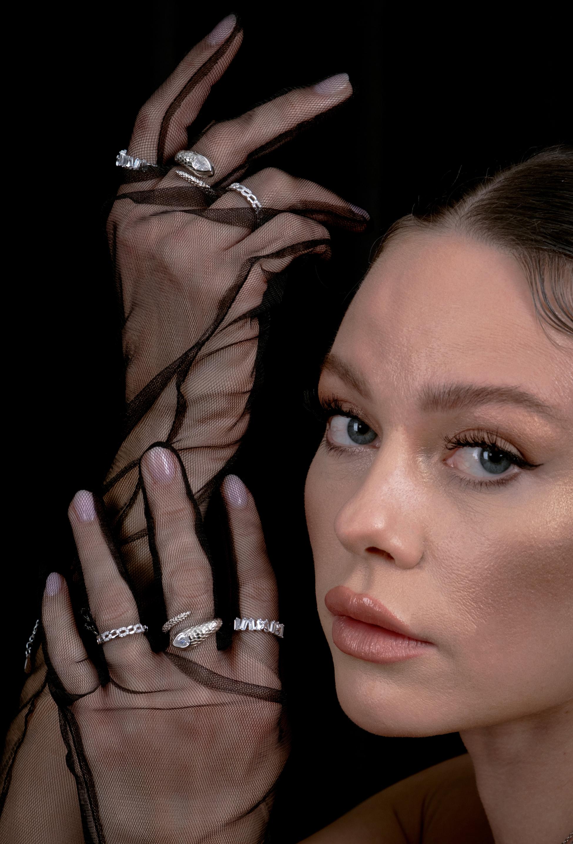 Kimolos-Chain Ring 925 Ayar Gümüş Zirkon Taşlı Ayarlanabilir Yüzük-Yüzük-5-Milagron.com