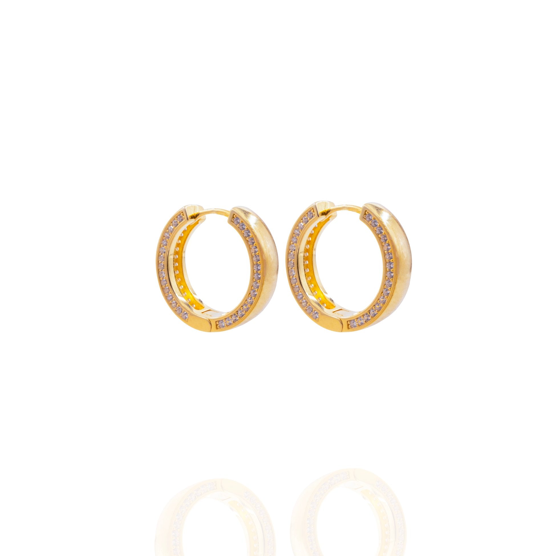 Kimolos-Chic 925 Ayar Gümüş Yanı Zirkon Taşlı Halka Küpe-Küpe-2-Milagron.com