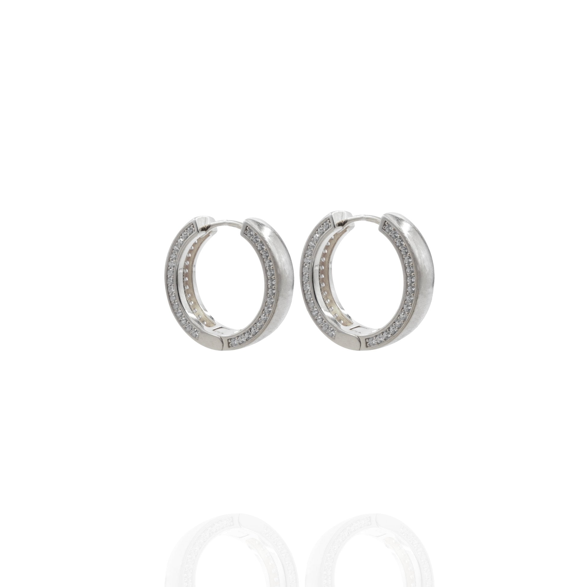 Kimolos-Chic 925 Ayar Gümüş Yanı Zirkon Taşlı Halka Küpe-Küpe-3-Milagron.com