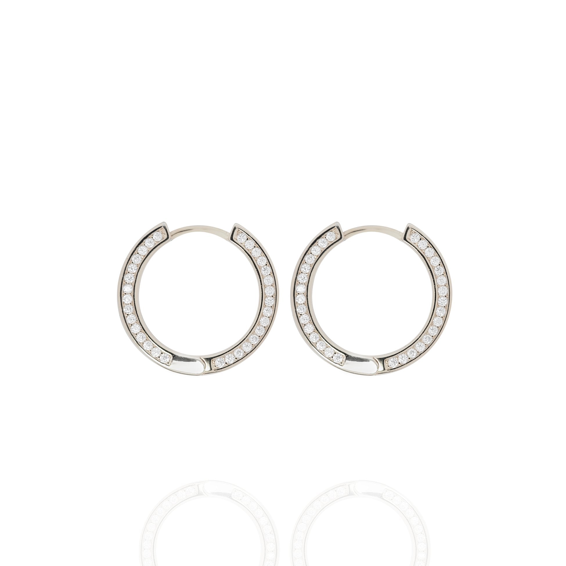 Kimolos-Chic 925 Ayar Gümüş Yanı Zirkon Taşlı Halka Küpe-Küpe-4-Milagron.com