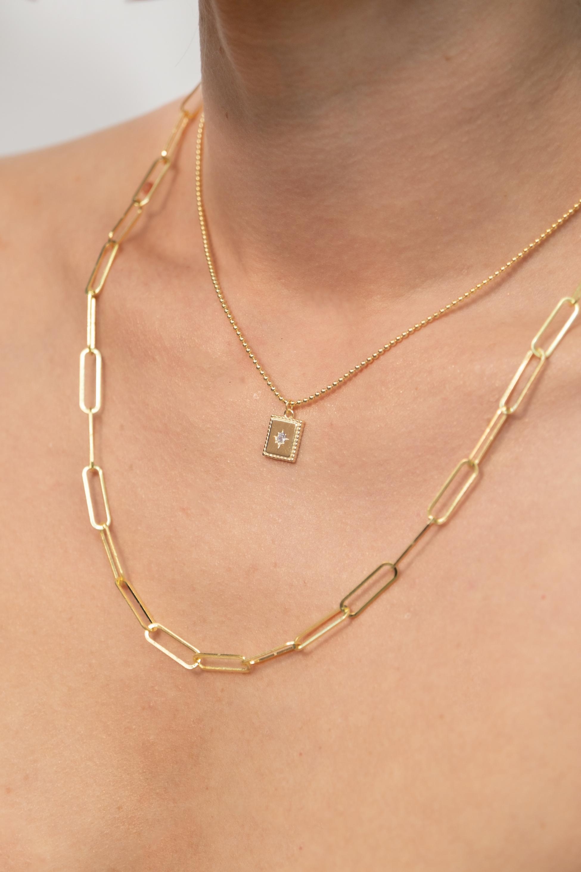 Kimolos-Daisy 925 Ayar Gümüş Tek Taşlı Kare Kolye-Kolye-2-Milagron.com