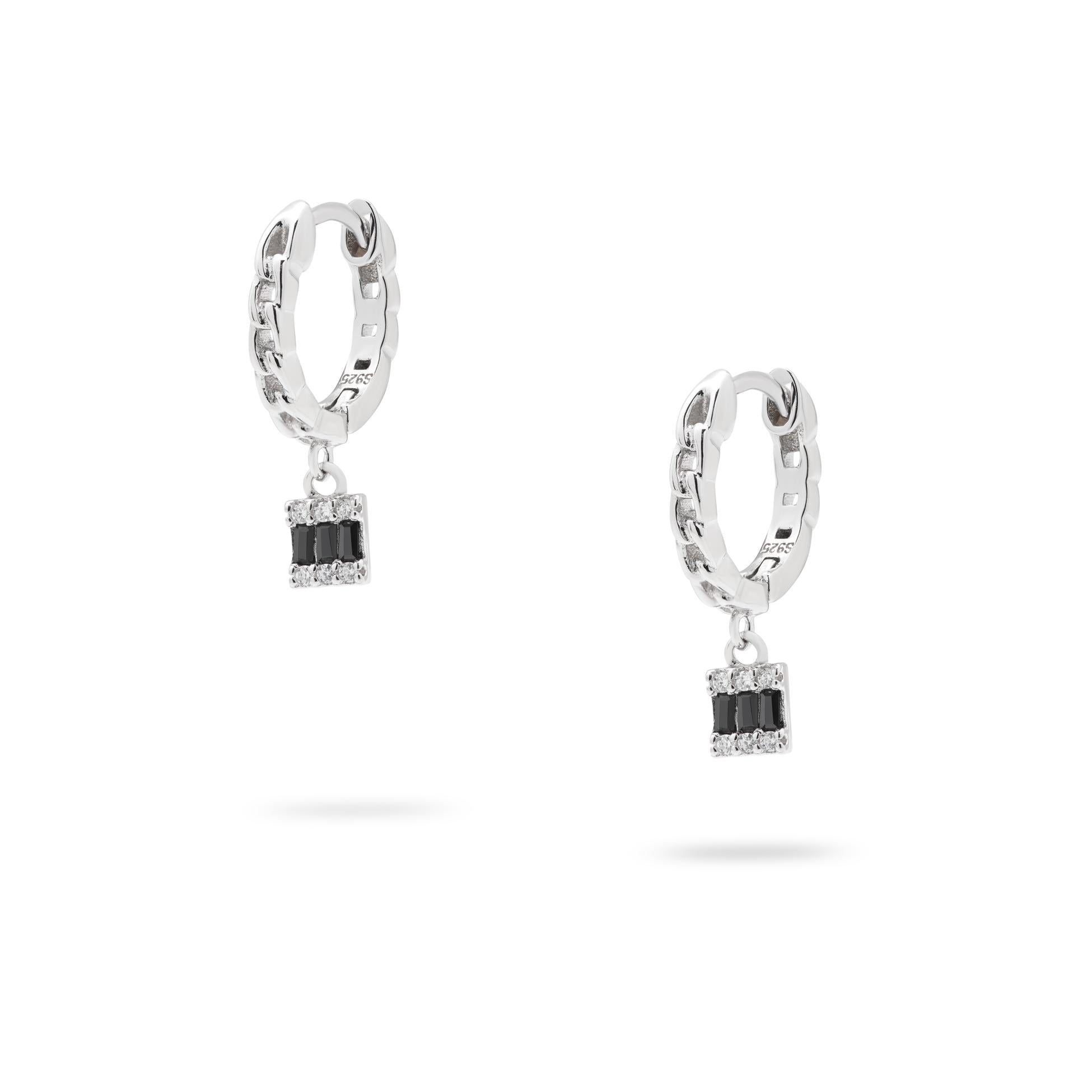 Kimolos-Darkness 925 Ayar Gümüş Zirkon Taşlı Unisex Küpe-Küpe-1-Milagron.com