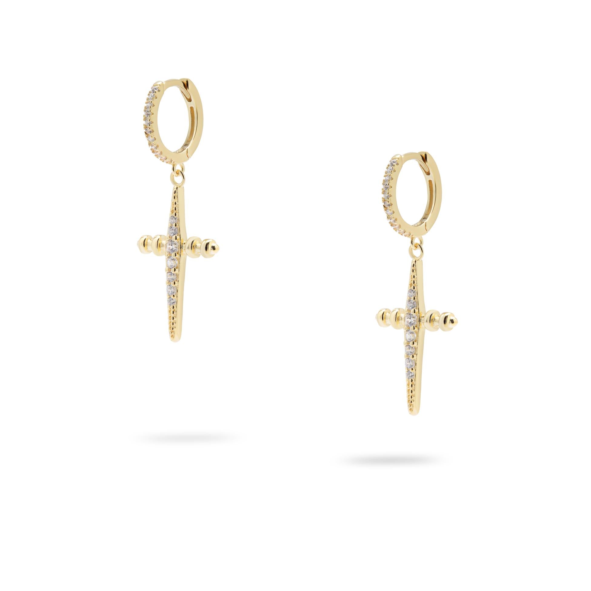 Kimolos-Don't Touch 925 Ayar Gümüş Zirkon Taşlı Tasarım Küpe-Küpe-1-Milagron.com