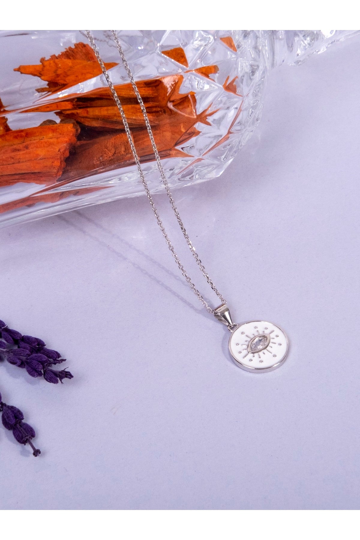 Kimolos-Eyes On You 925 Ayar Gümüş Beyaz Renk Kolye-Kolye-6-Milagron.com