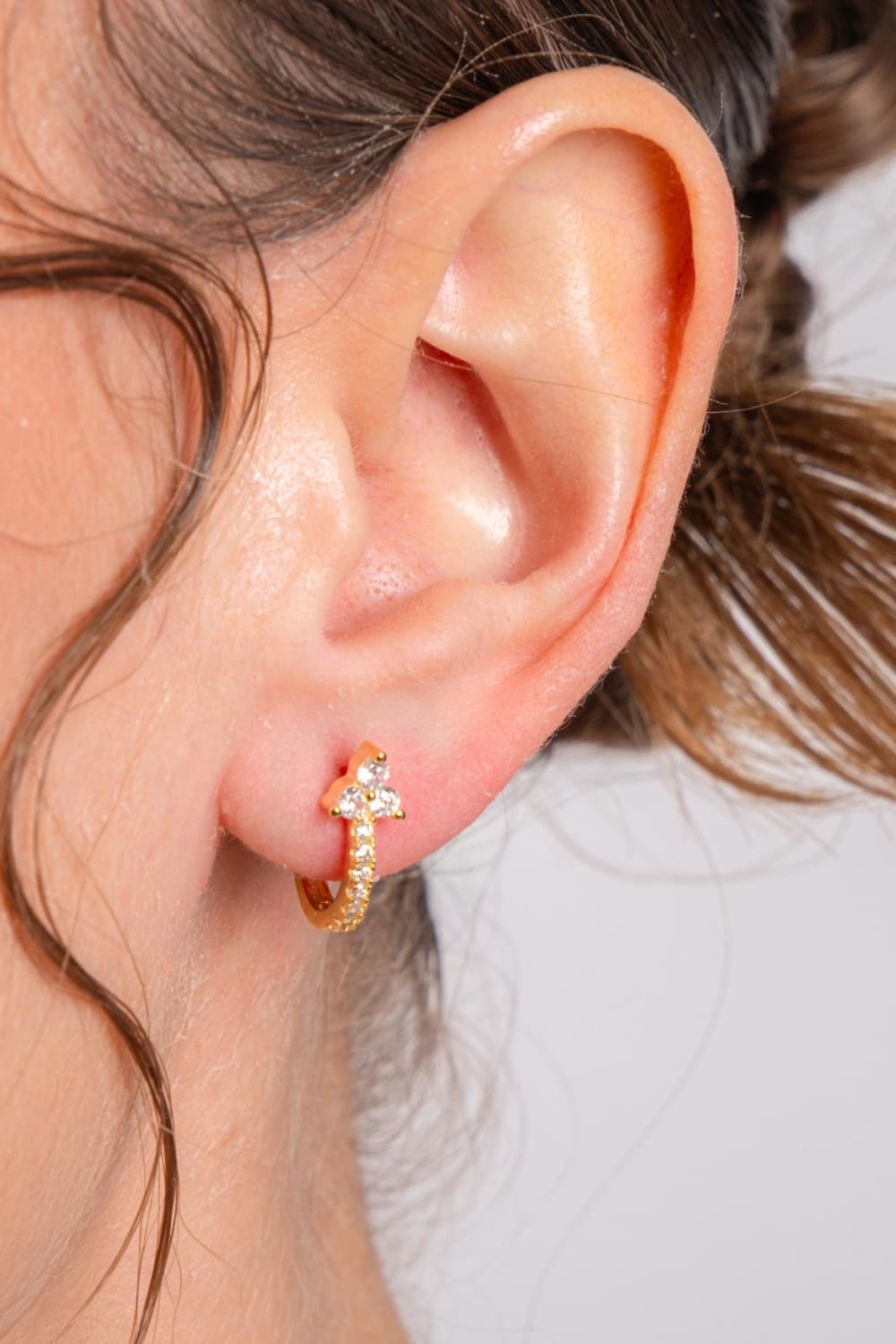 Kimolos-Flora 925 Ayar Gümüş Zirkon Taşlı Halka Küpe-Küpe-1-Milagron.com