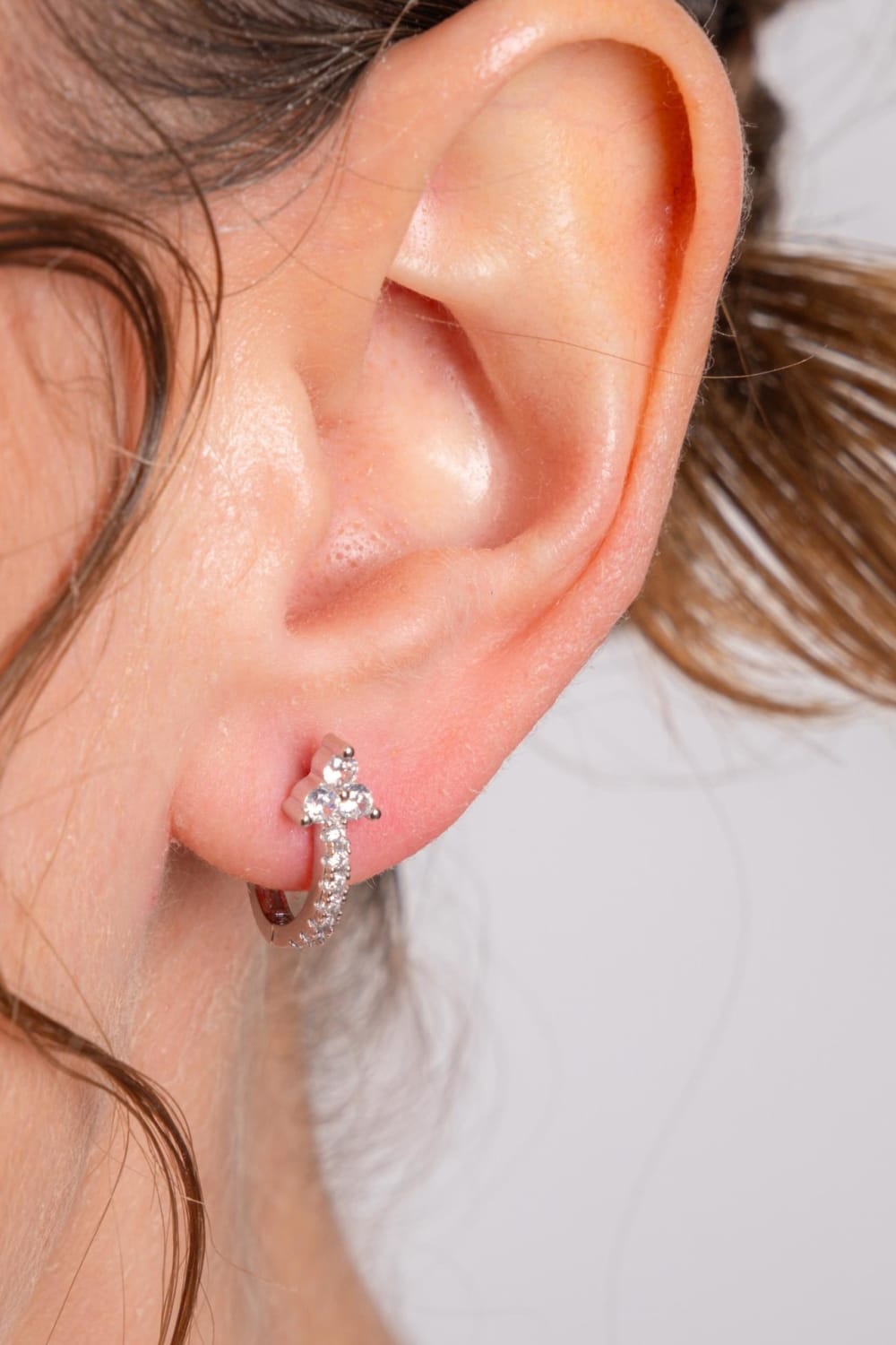 Kimolos-Flora 925 Ayar Gümüş Zirkon Taşlı Halka Küpe-Küpe-2-Milagron.com