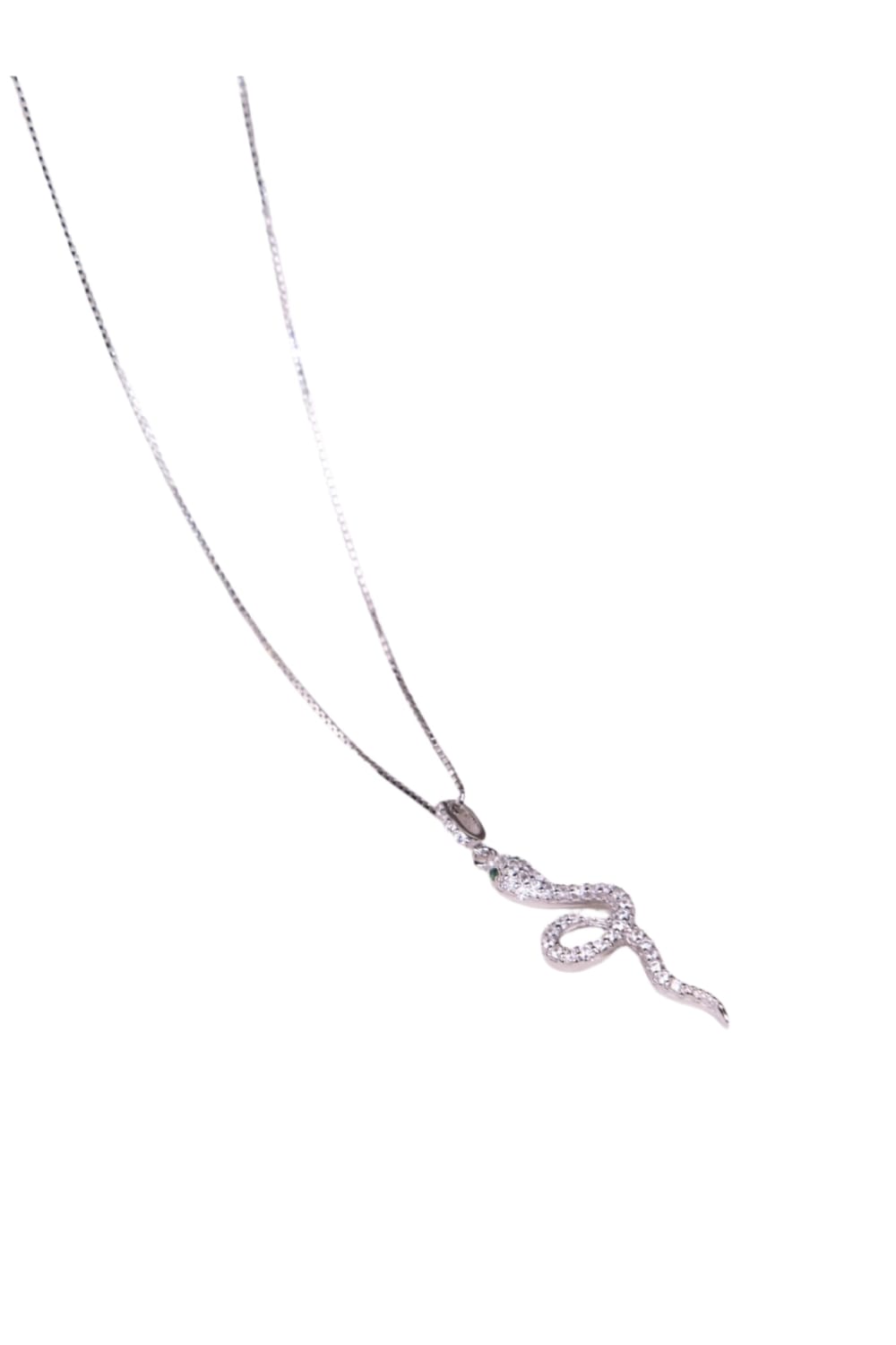 Kimolos-Glitter 925 Ayar Gümüş Zirkon Taşlı Yılan Model Kolye-Kolye-2-Milagron.com