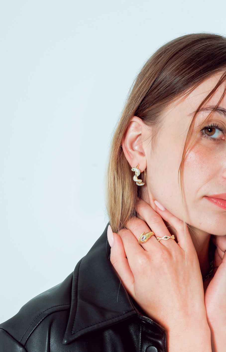 Kimolos-Imaginary 925 Ayar Gümüş Zirkon Taşlı Yılan Tasarım Halka Küpe-Küpe-6-Milagron.com