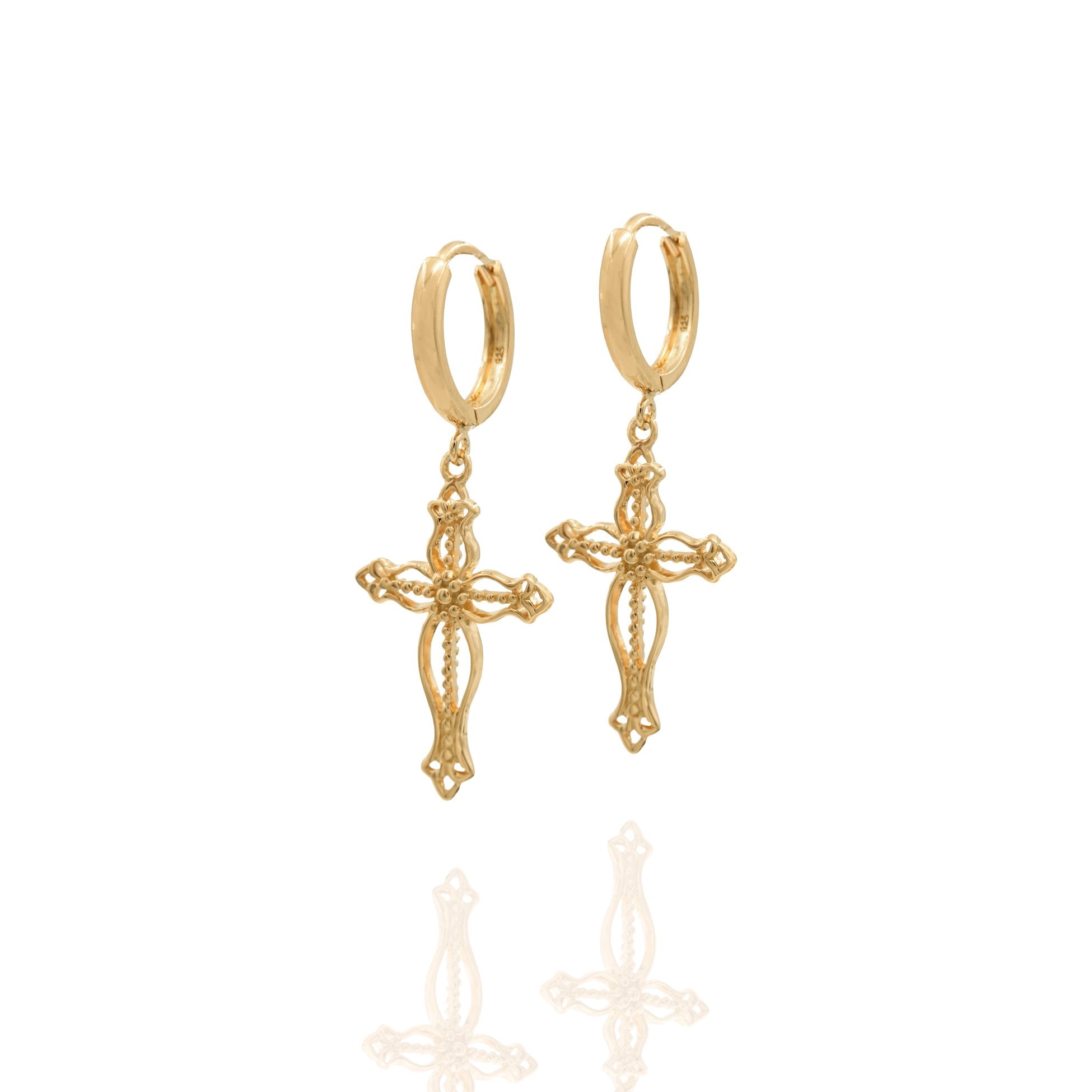 Kimolos-Judge Me 925 Ayar Gümüş Tasarım Haç Küpe-Küpe-1-Milagron.com