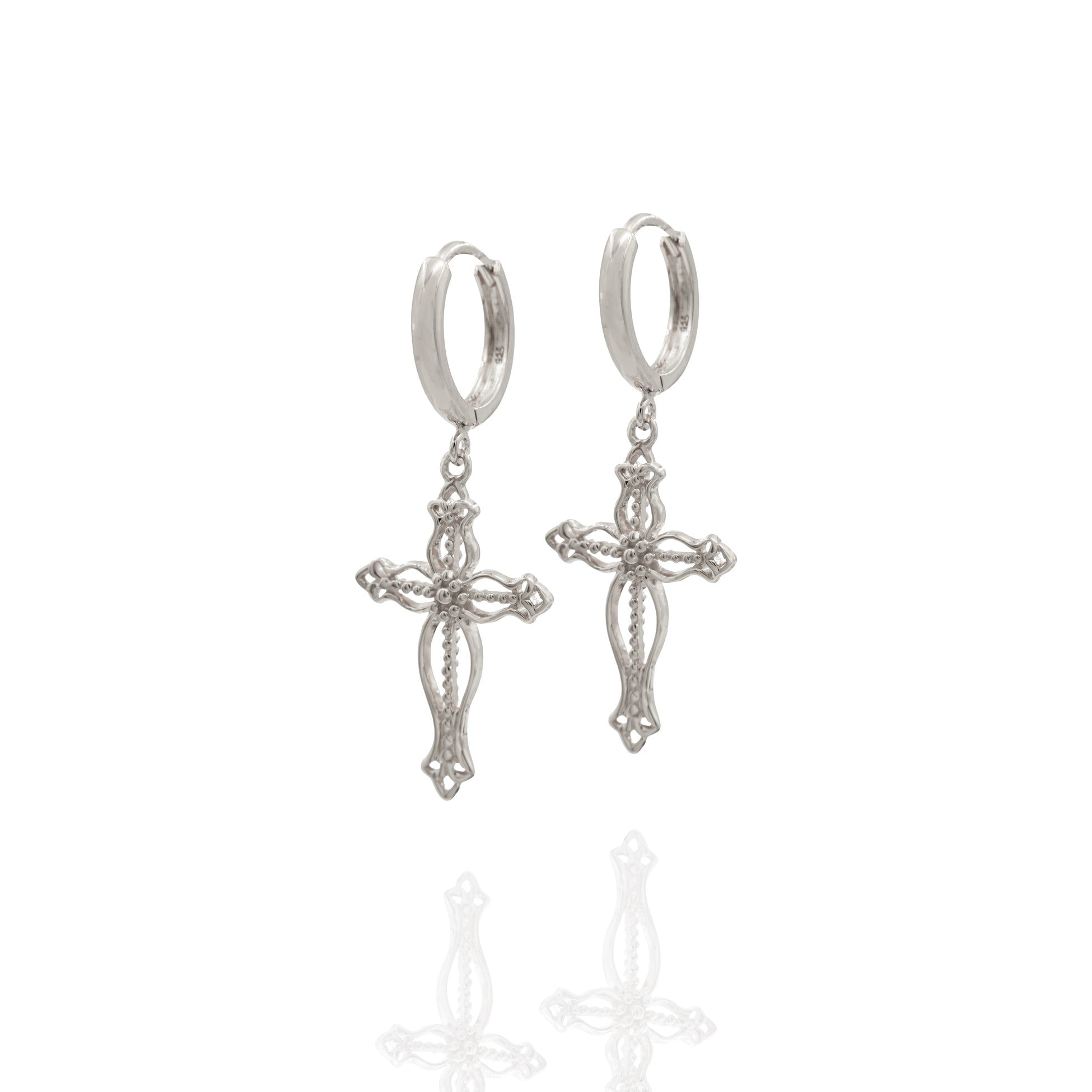 Kimolos-Judge Me 925 Ayar Gümüş Tasarım Haç Küpe-Küpe-4-Milagron.com