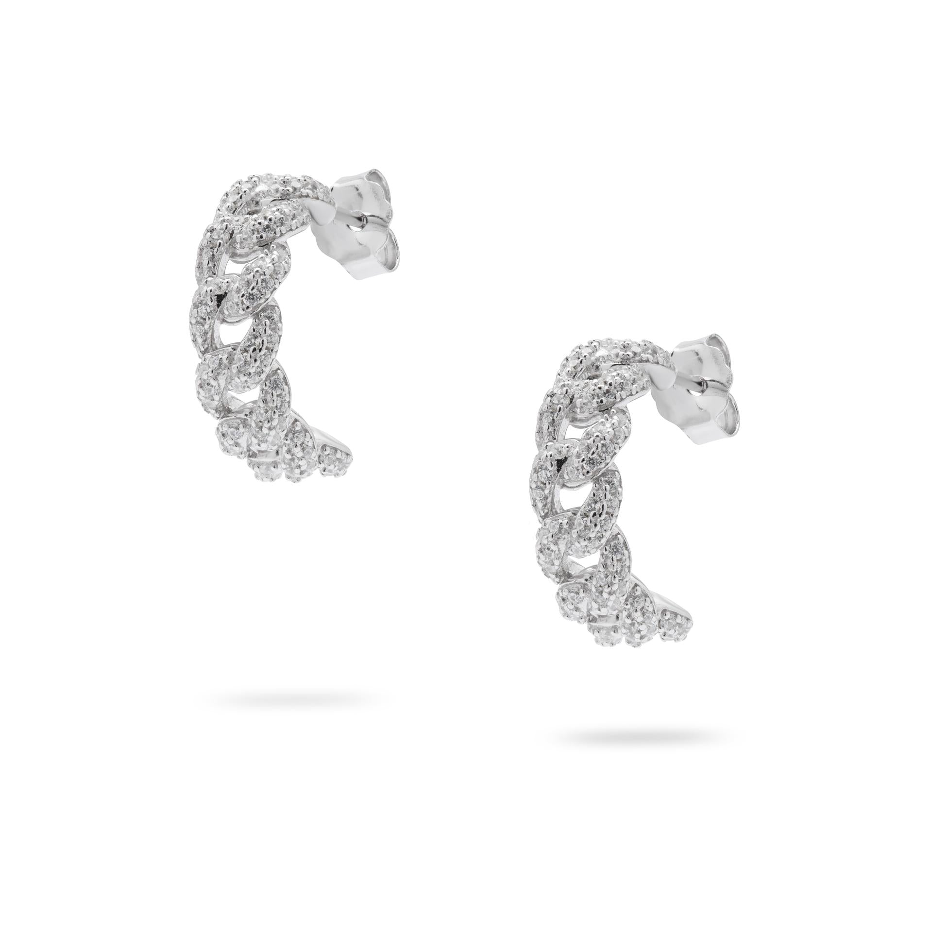 Kimolos-Like U 925 Ayar Gümüş Zirkon Taşlı Zincir Halka Küpe-Küpe-3-Milagron.com