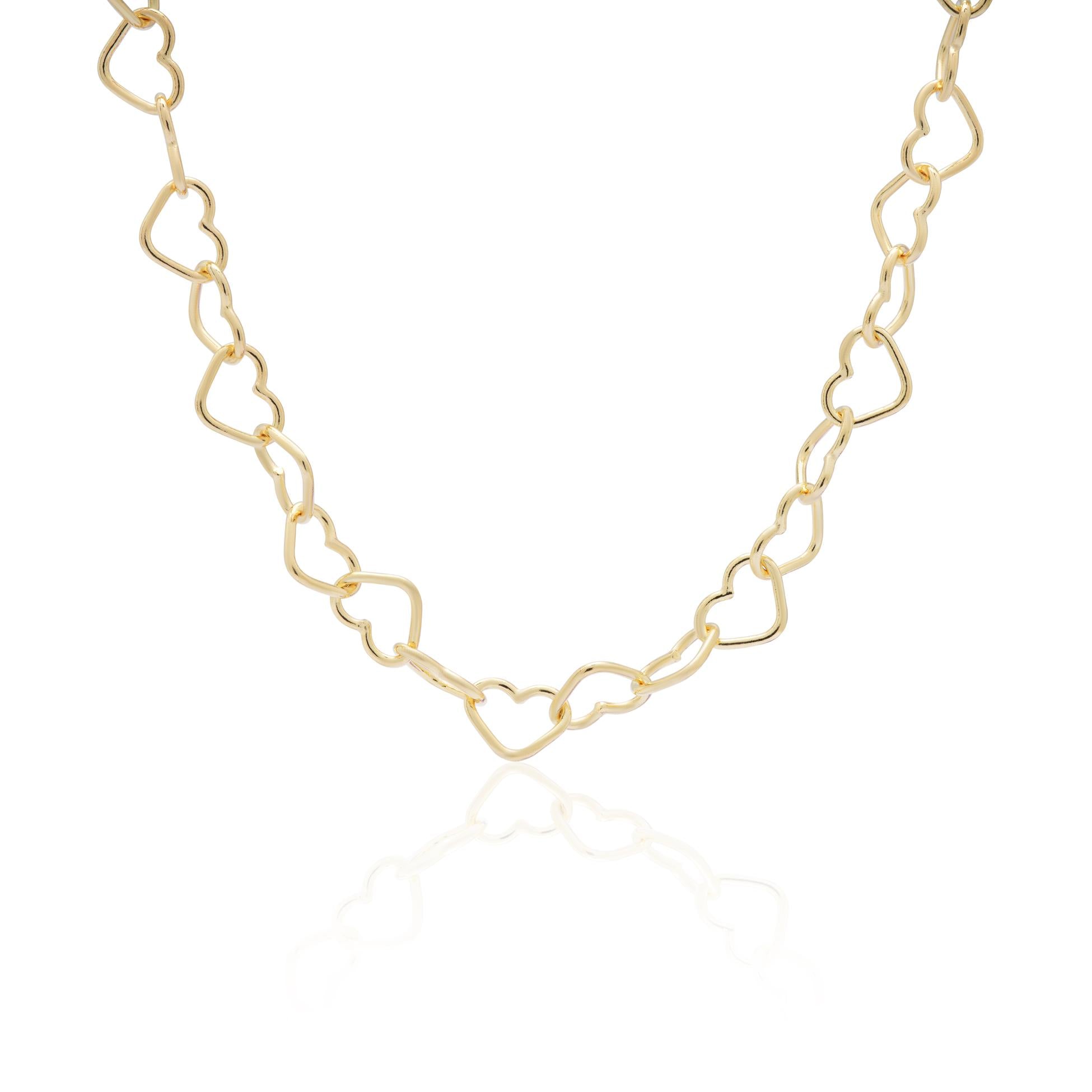 Kimolos-Love Yourself 925 Ayar Gümüş Gold Renk Choker Kalpli Kolye-Kolye-1-Milagron.com