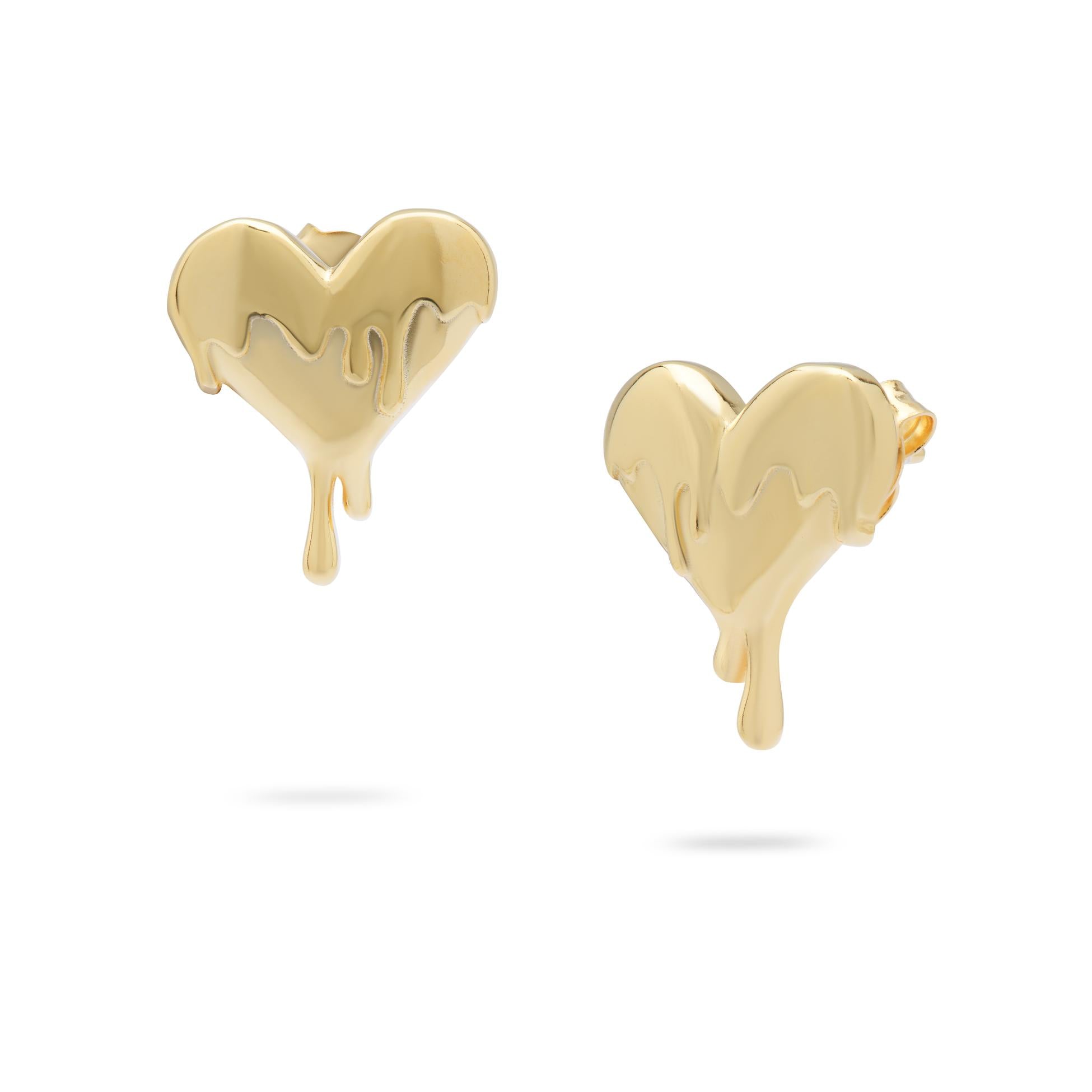 Kimolos-Melting Heart 925 Ayar Gümüş Kalp Küpe-Küpe-1-Milagron.com