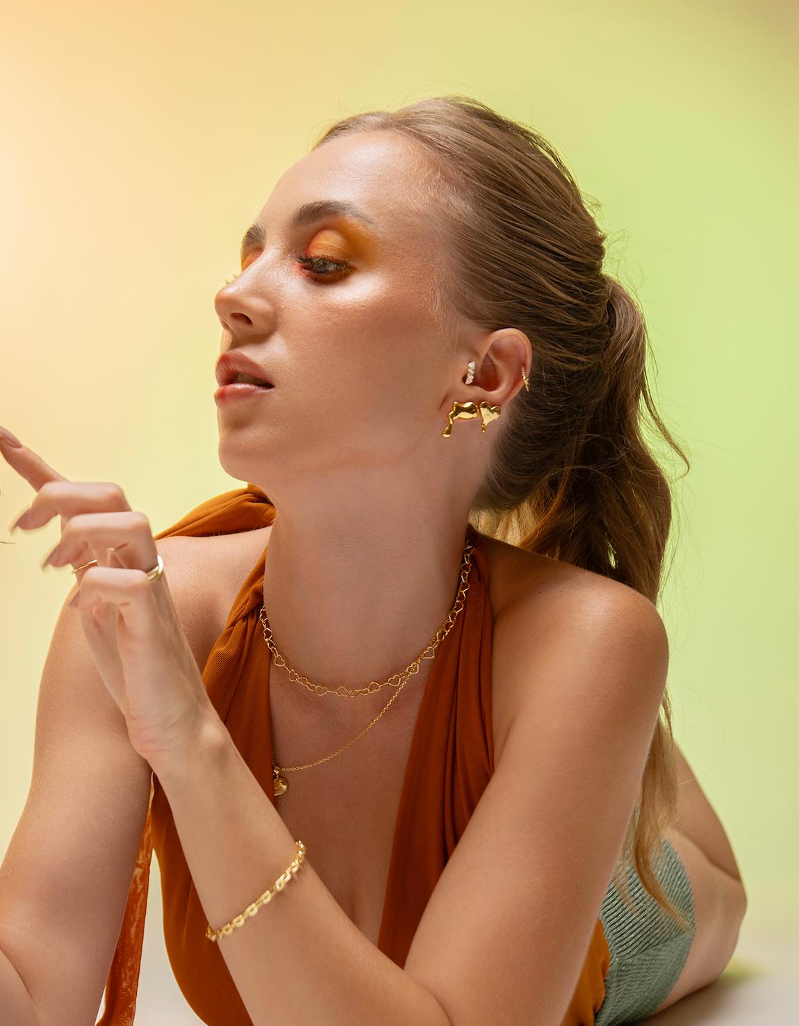 Kimolos-Melting Heart 925 Ayar Gümüş Kalp Küpe-Küpe-2-Milagron.com