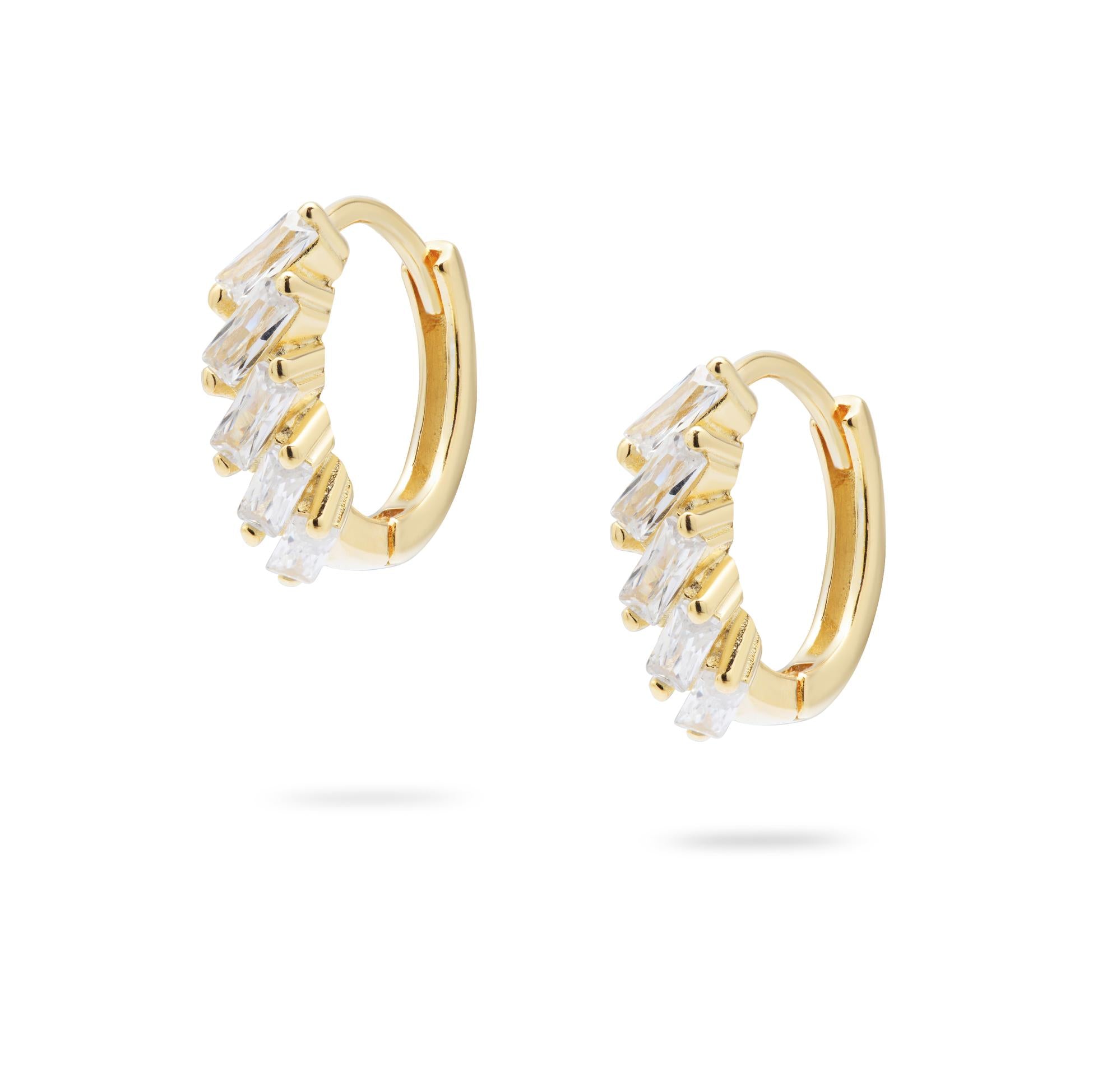 Kimolos-No Way 925 Ayar Gümüş Baget Taşlı Mini Halka Küpe-Küpe-1-Milagron.com