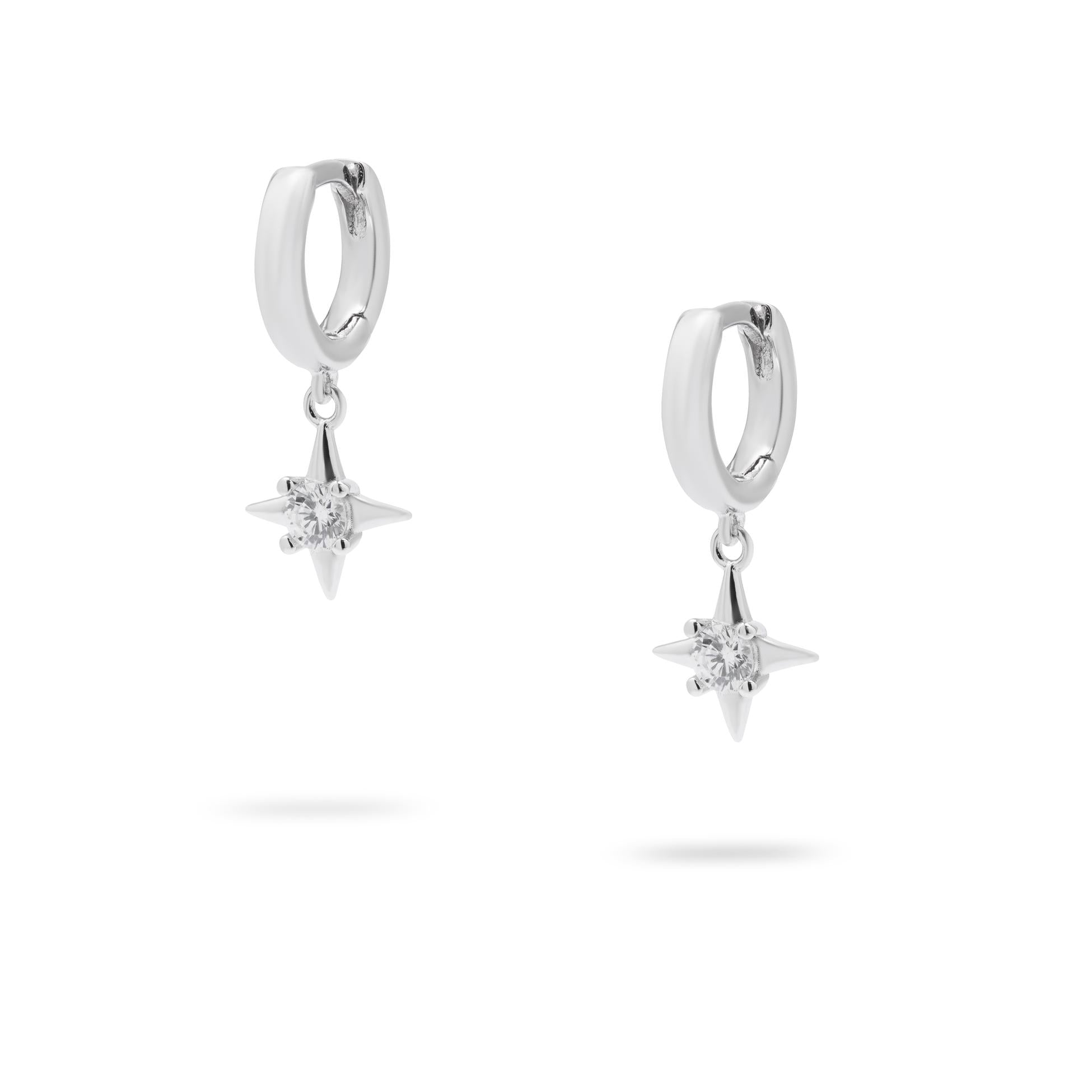 Kimolos-North 925 Ayar Gümüş Tek Taşlı Yıldız Küpe-Küpe-2-Milagron.com