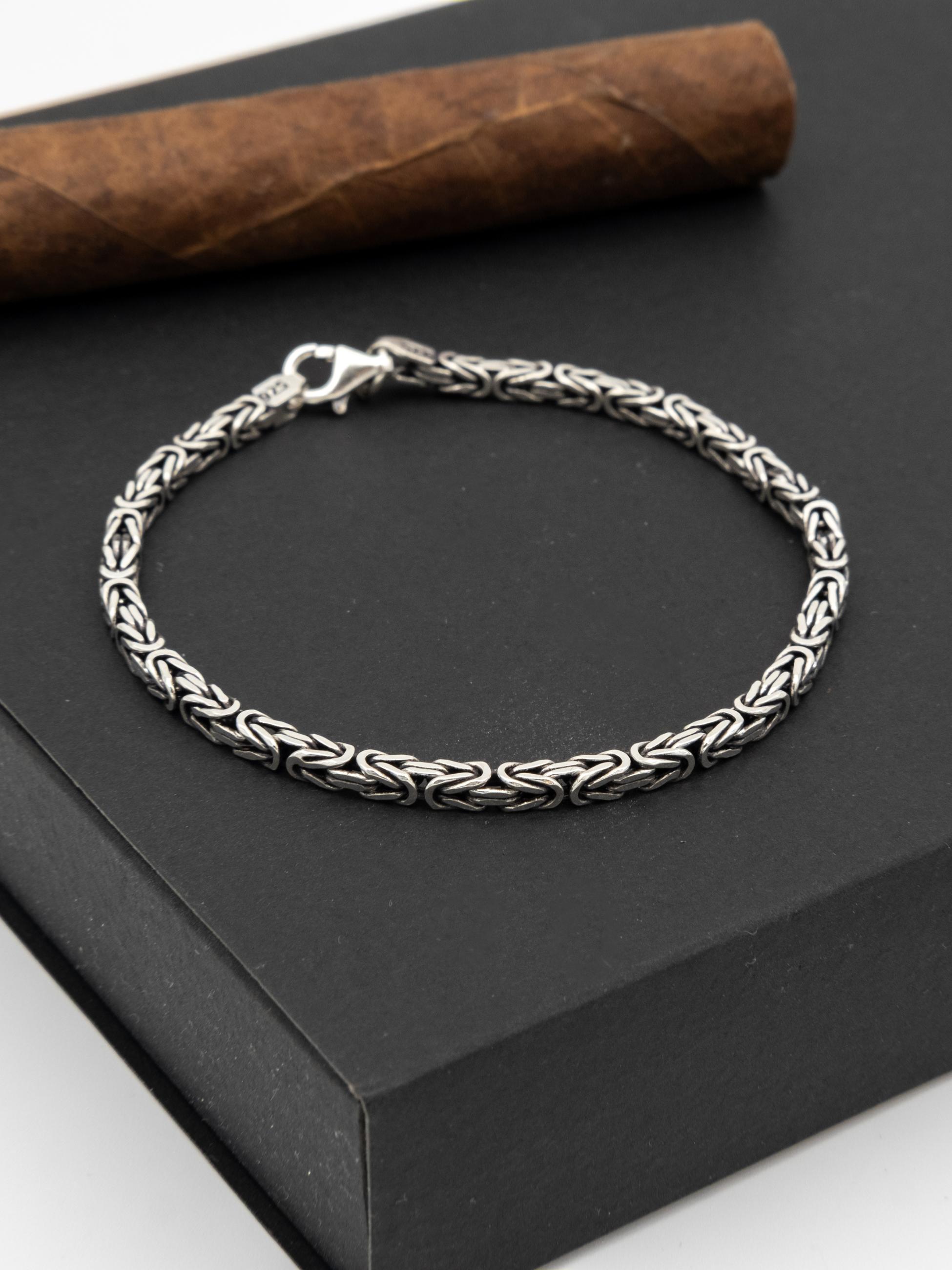 Kimolos-SORUNLU - 925 Ayar Gümüş Erkek Kare Kral Zincir Bileklik-Bileklik-1-Milagron.com