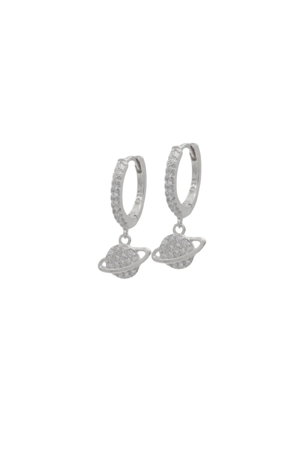 Kimolos-Saturn 925 Ayar Gümüş Zirkon Taşlı Gezegen Küpe-Küpe-1-Milagron.com