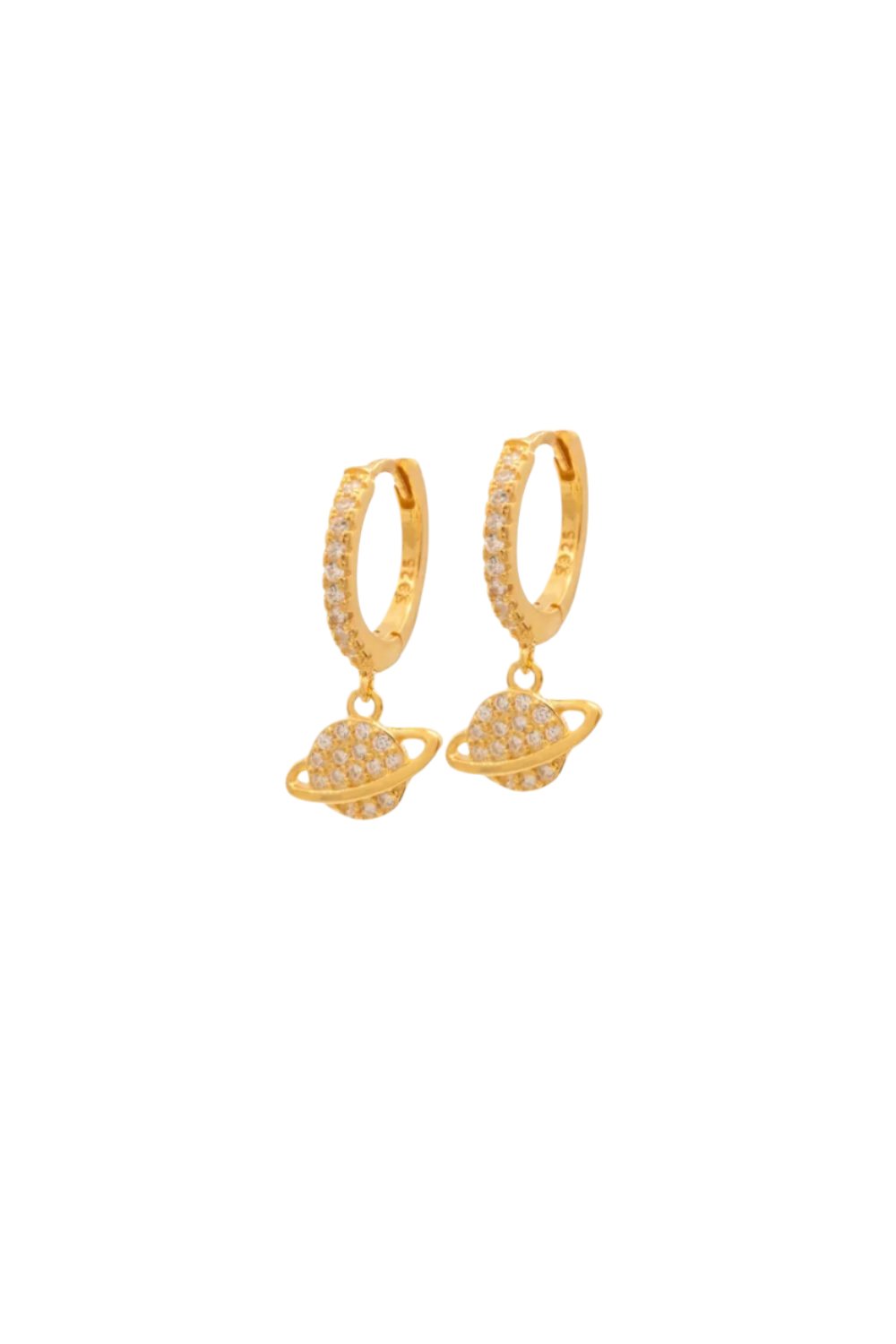 Kimolos-Saturn 925 Ayar Gümüş Zirkon Taşlı Gezegen Küpe-Küpe-2-Milagron.com