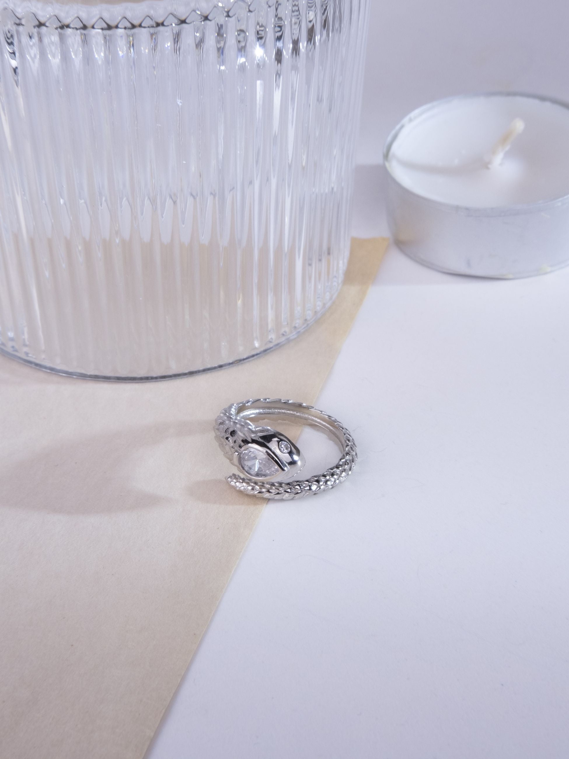 Kimolos-Snape 925 Ayar Gümüş Zirkon Taşlı Tasarım Yılan Yüzük-Yüzük-7-Milagron.com