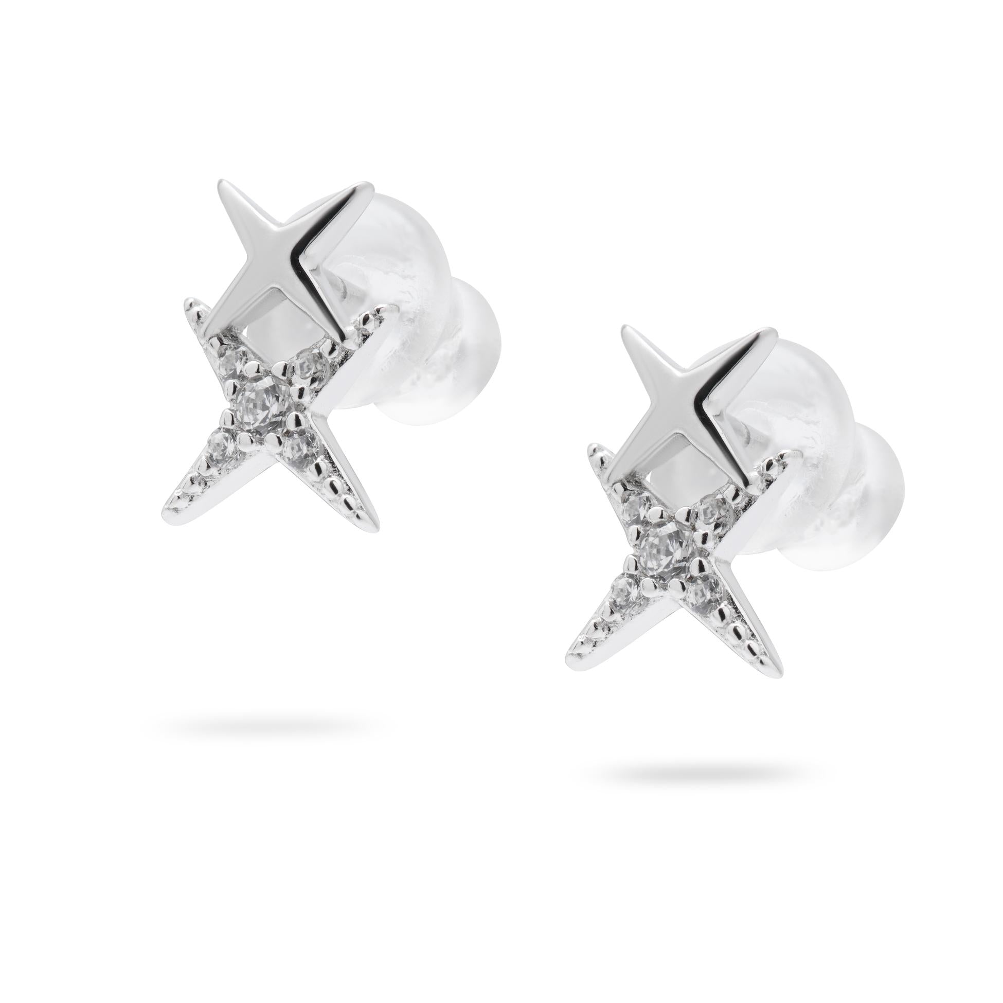 Kimolos-Tiny 925 Ayar Gümüş Zirkon Taşlı Yıldız Küpe-Küpe-1-Milagron.com