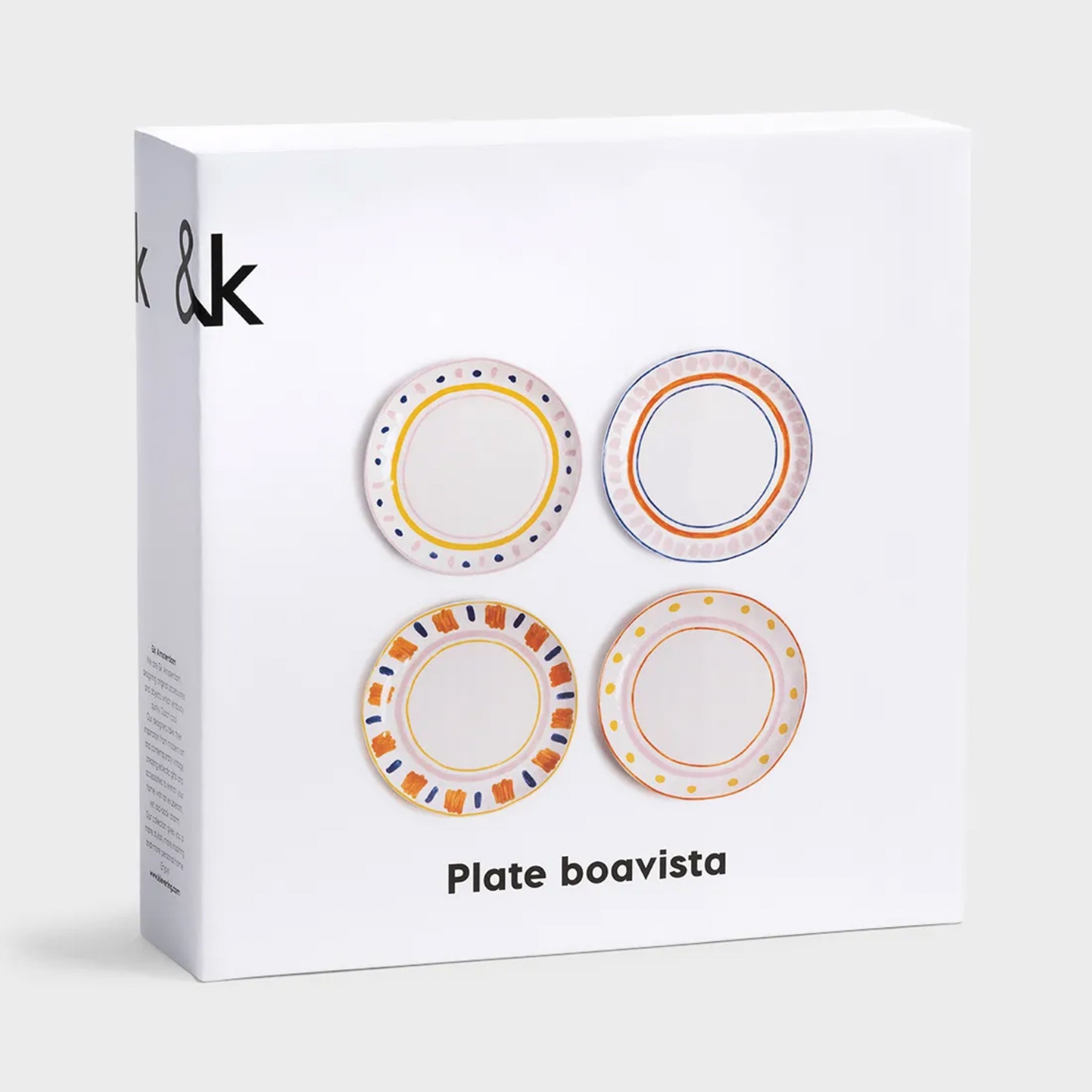 &Klevering-Boavista Desenli 4'lü Tabak Seti (Ø 21.5cm)-Tabak & Kase-4-Milagron.com