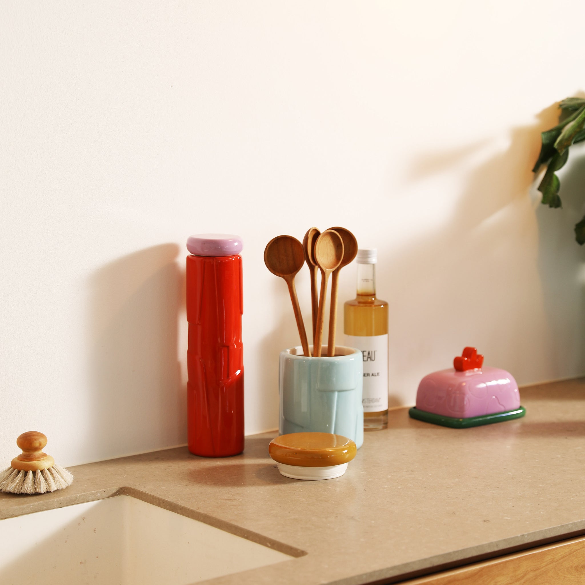 &Klevering-Pembe Desenli Kapaklı Tereyağ Tabağı-Tereyağı Tabağı-2-Milagron.com