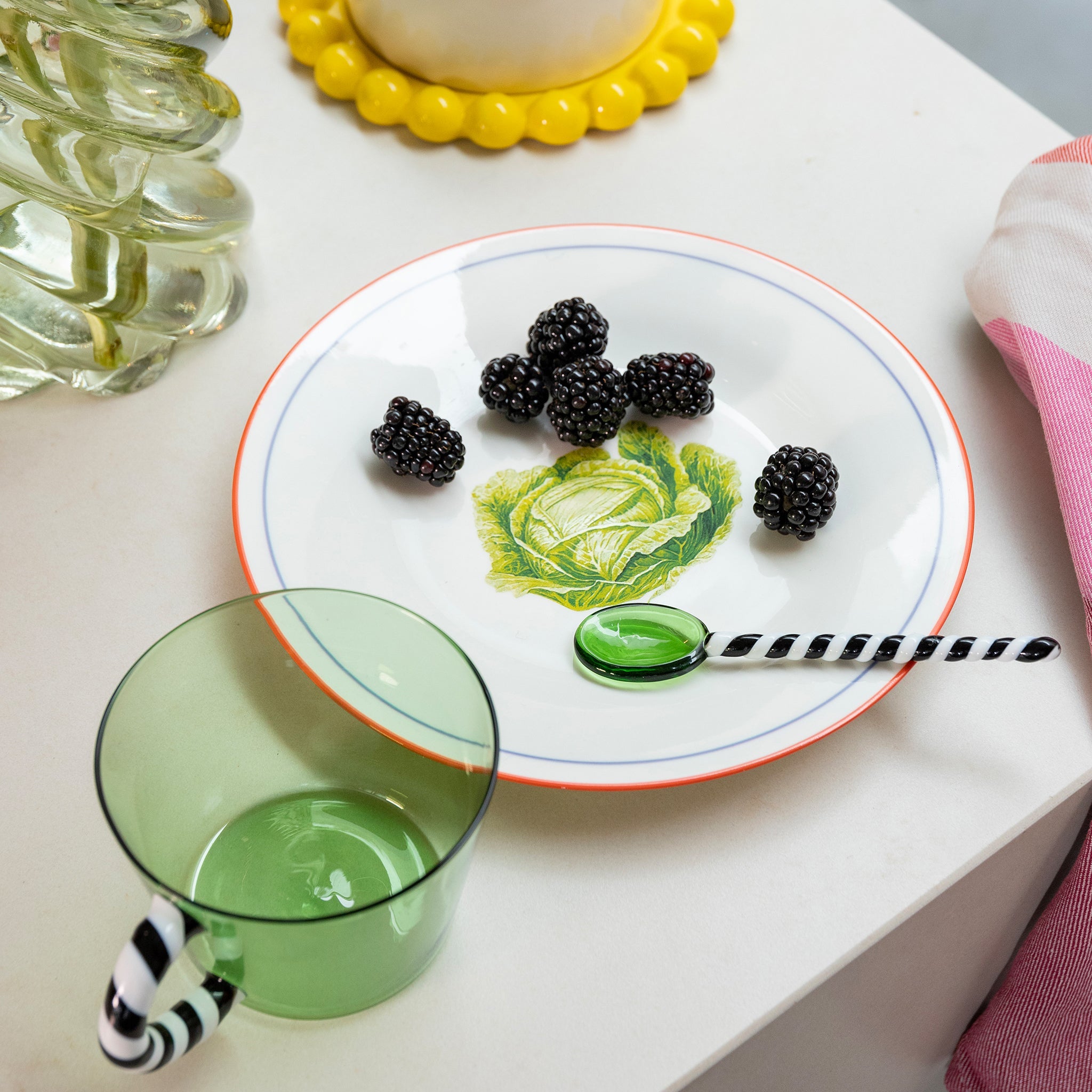 &Klevering-Sebze Desenli 4'lü Tabak Seti (Ø 21cm)-Tabak-2-Milagron.com