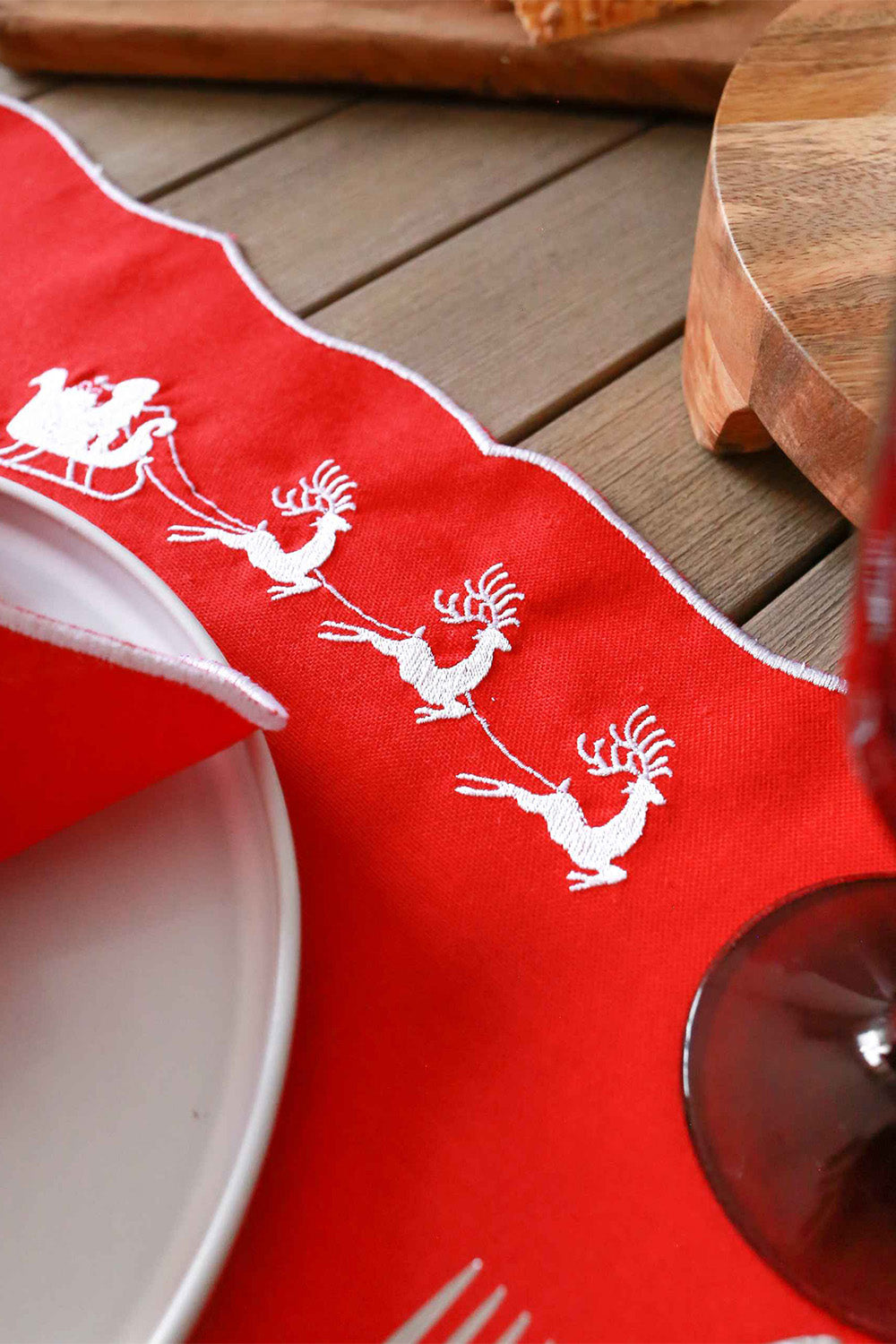 Km Home Collection-2'li Set Kızak İşlemeli Pamuk Amerikan Servis-Sunum Aksesuarları-2-Milagron.com