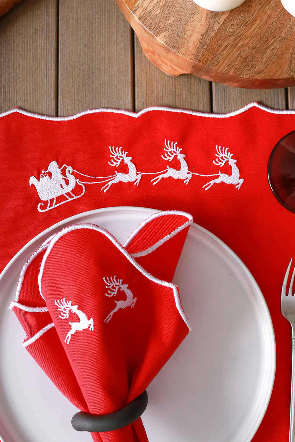 Km Home Collection-2'li Set Kızak İşlemeli Pamuk Amerikan Servis-Sunum Aksesuarları-3-Milagron.com
