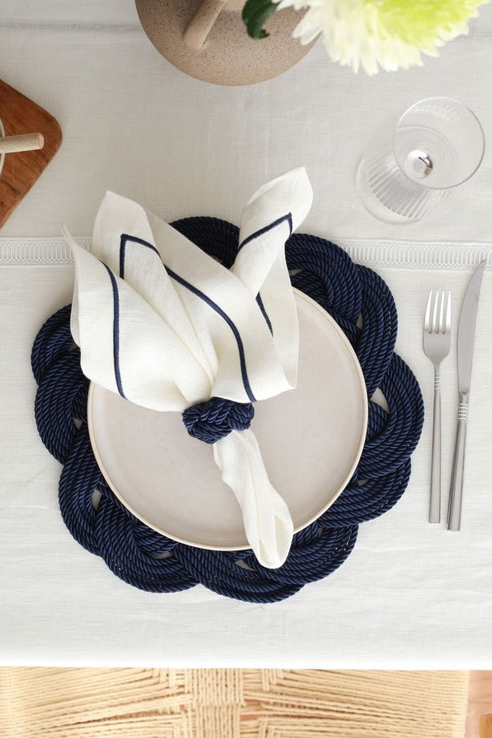 Km Home Collection-2'li Set Lacivert Halatlı Amerikan Servis-Sunum Aksesuarları-2-Milagron.com