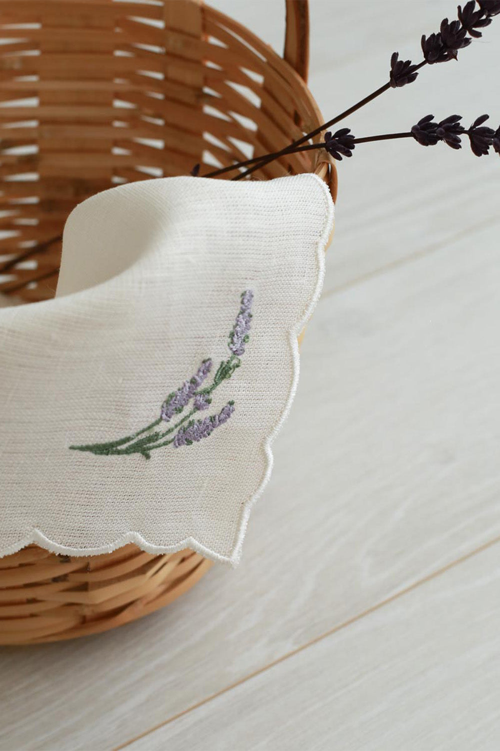 Km Home Collection-2'li Set Lavanta İşlemeli Keten Peçete-Peçete-1-Milagron.com