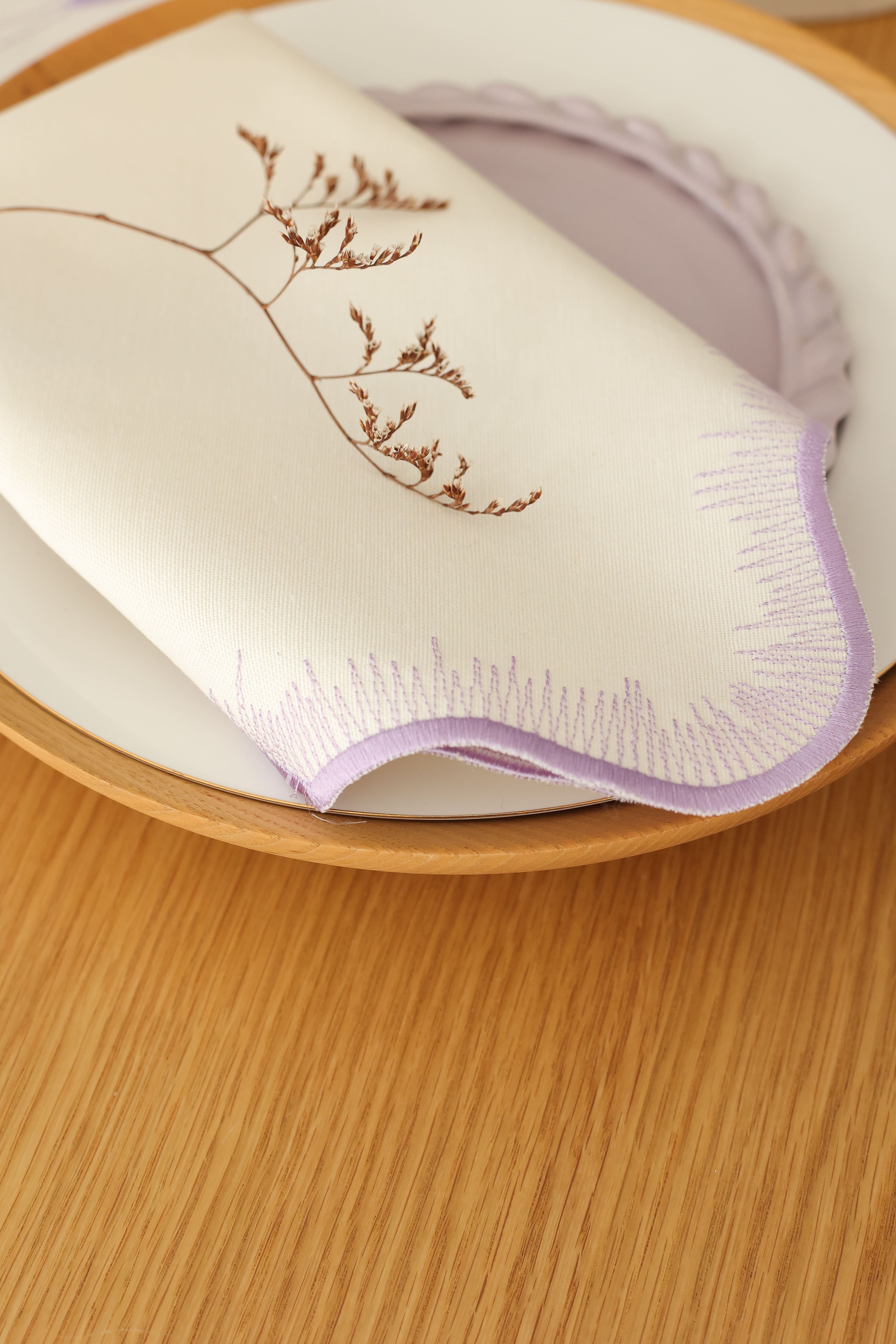 Km Home Collection-2'li Set Lila Pikolu Pamuk Peçete-Sunum Aksesuarları-3-Milagron.com