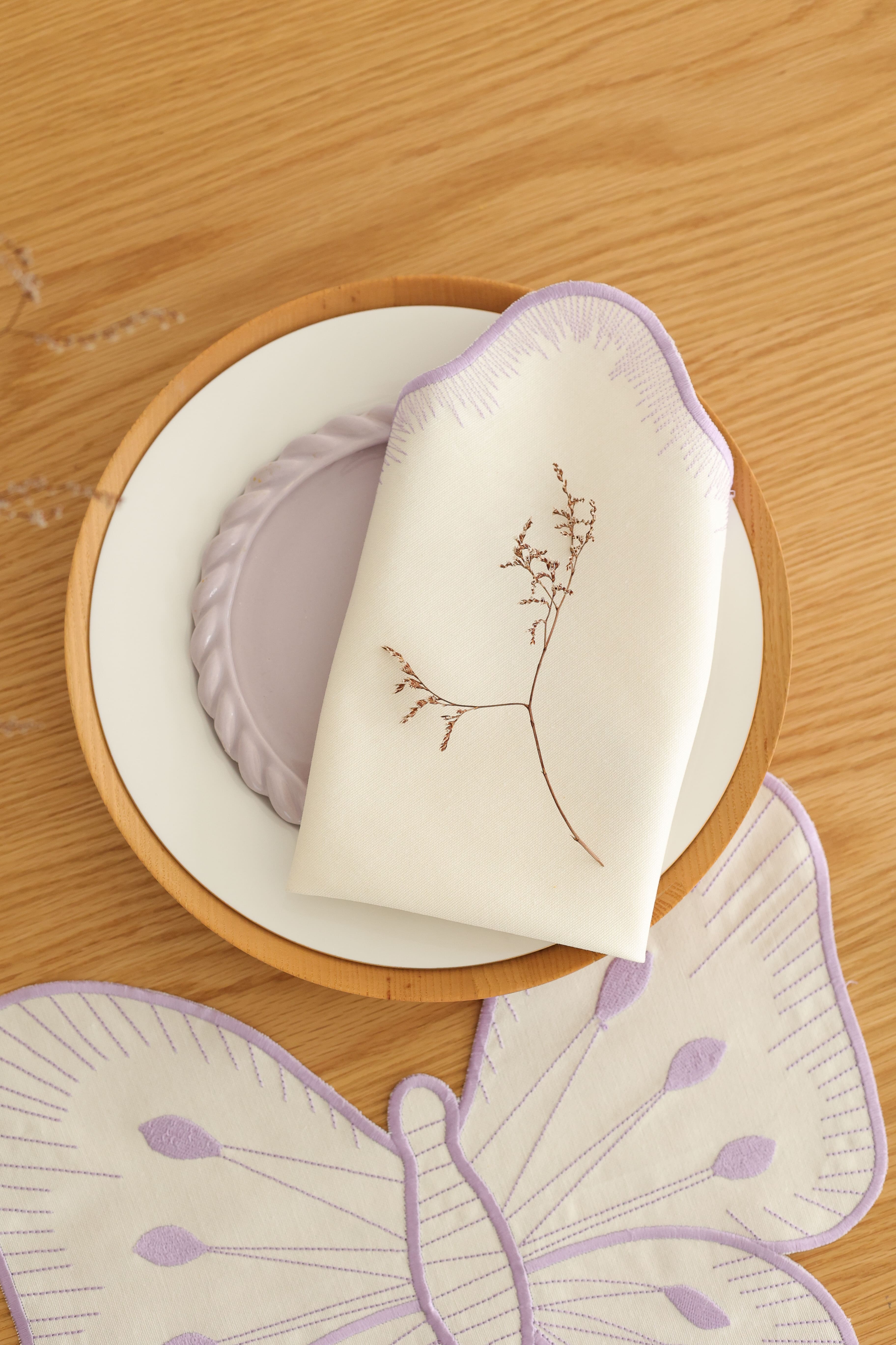 Km Home Collection-2'li Set Lila Pikolu Pamuk Peçete-Sunum Aksesuarları-4-Milagron.com