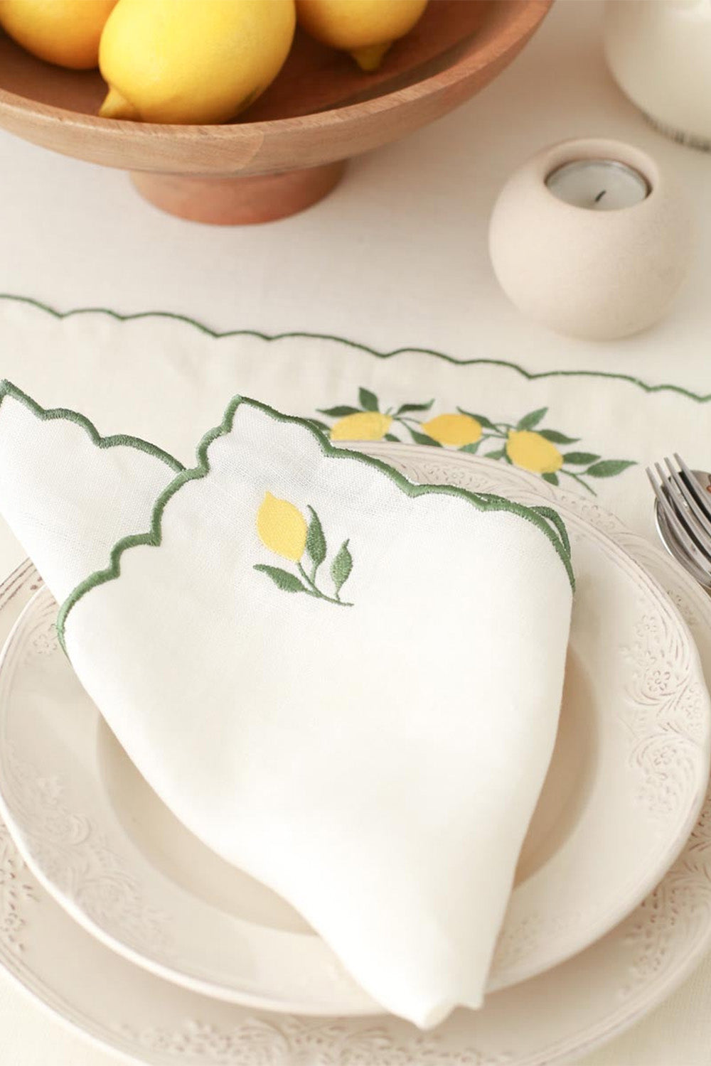 Km Home Collection-2'li Set Limon İşlemeli Keten Amerikan Servis-Sunum Aksesuarları-3-Milagron.com