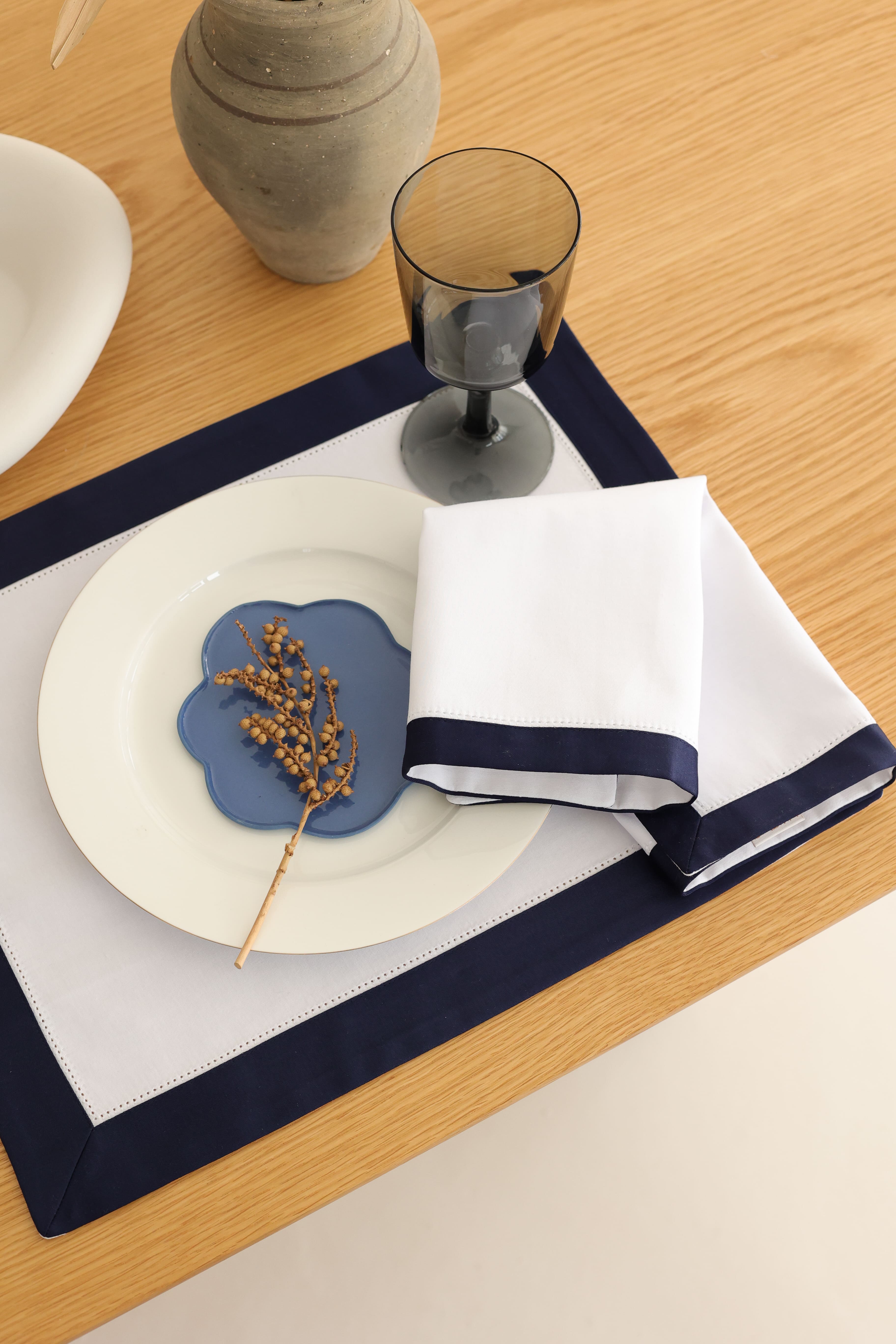 Km Home Collection-2'li Set Navy White Amerikan Servis-Sunum Aksesuarları-5-Milagron.com