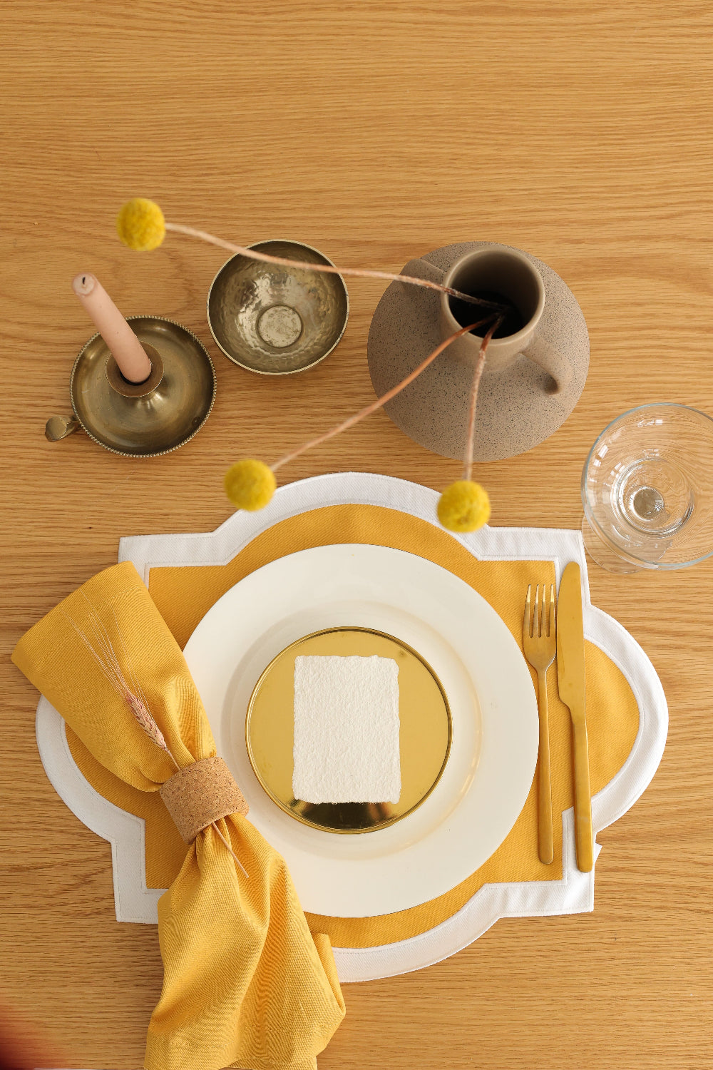 Km Home Collection-2'li Set Sarı Peçete-Sunum Aksesuarları-1-Milagron.com