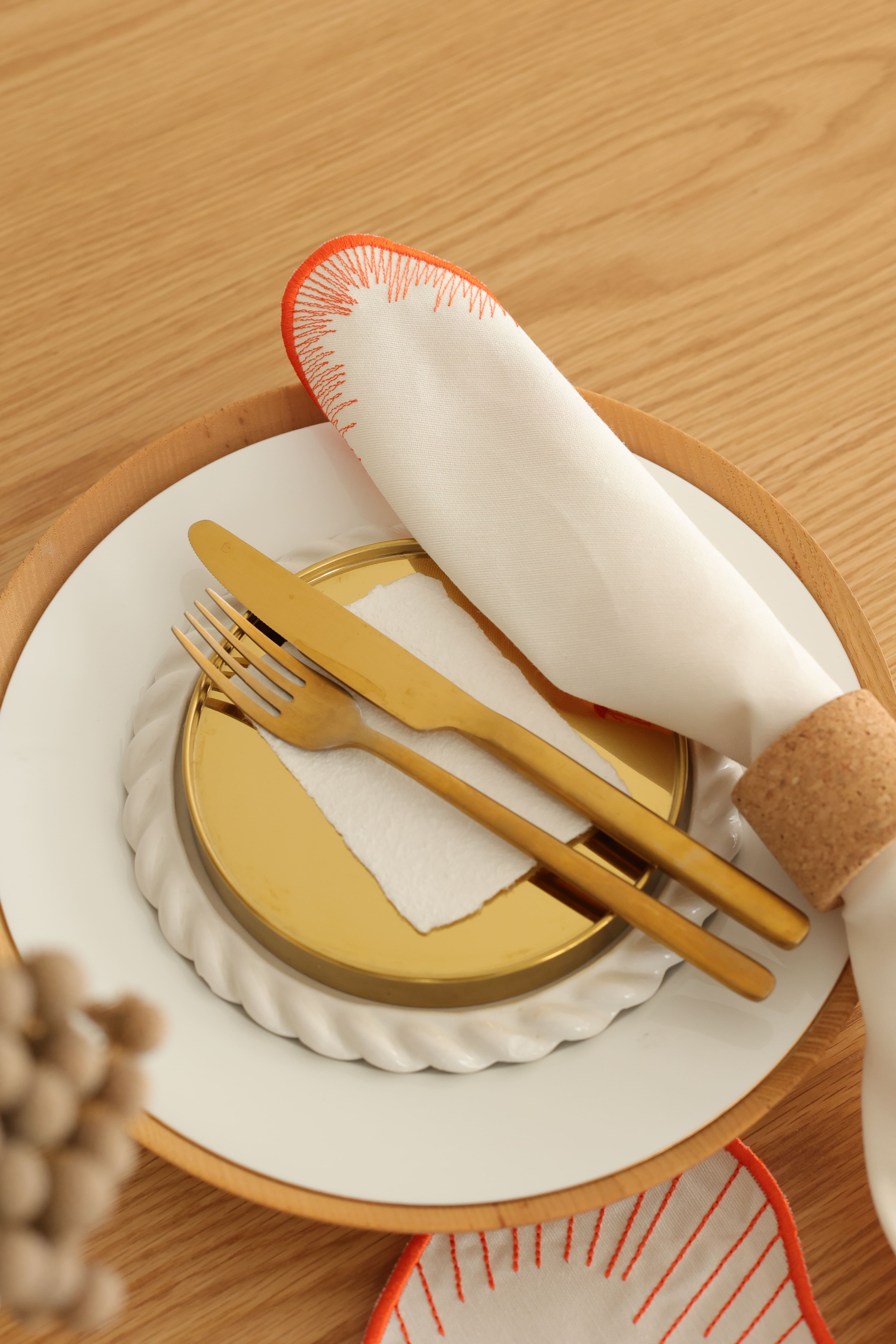 Km Home Collection-2'li Set Turuncu Pikolu Pamuk Peçete-Sunum Aksesuarları-5-Milagron.com