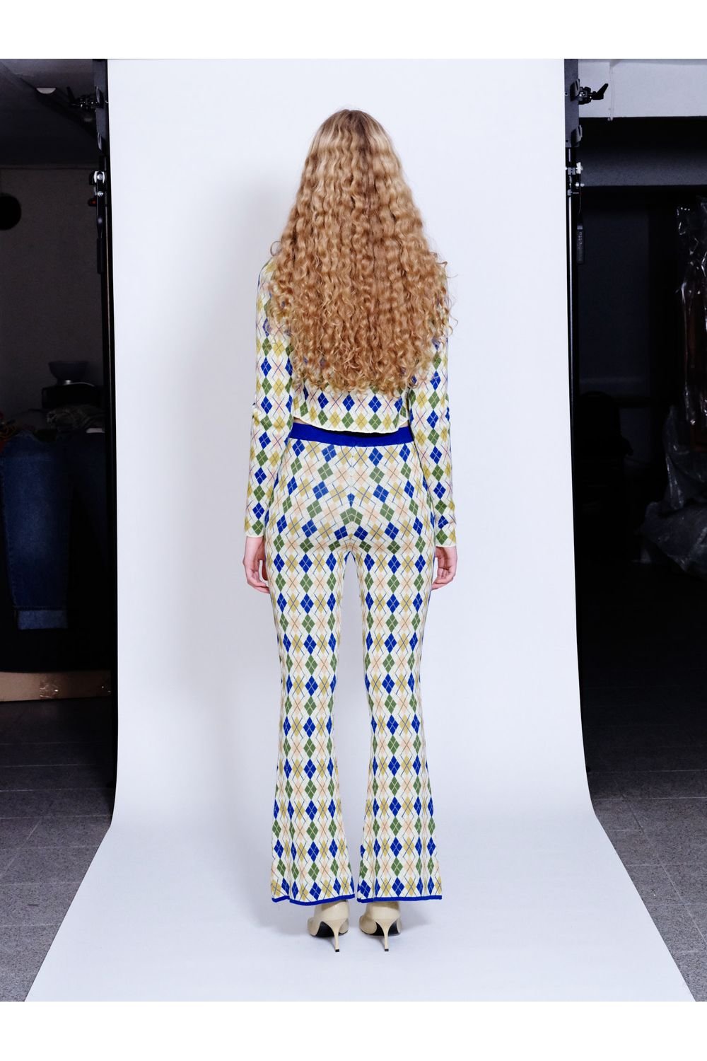 Knitly Studio-Argyle Flare Triko Pantolon-Pantolon-2-Milagron.com