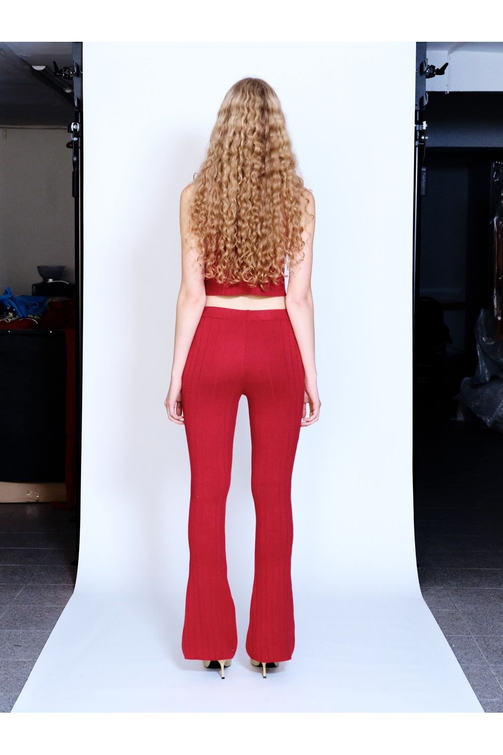 Knitly Studio-Crimson Flare Triko Pantolon-Pantolon-2-Milagron.com