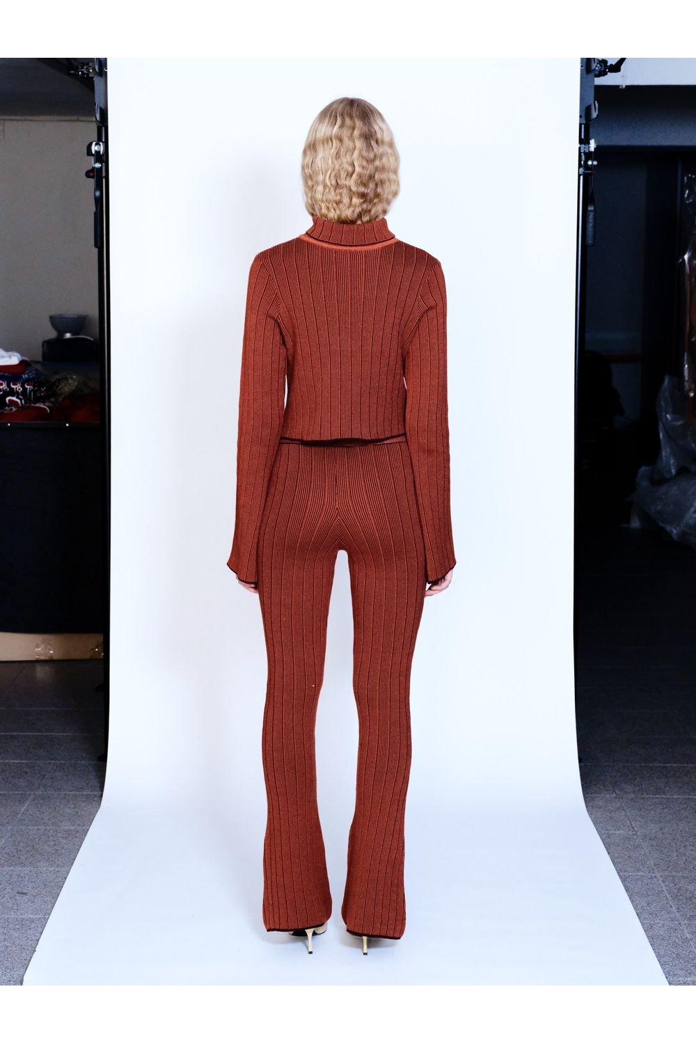 Knitly Studio-Rust Flare Triko Pantolon-Pantolon-2-Milagron.com