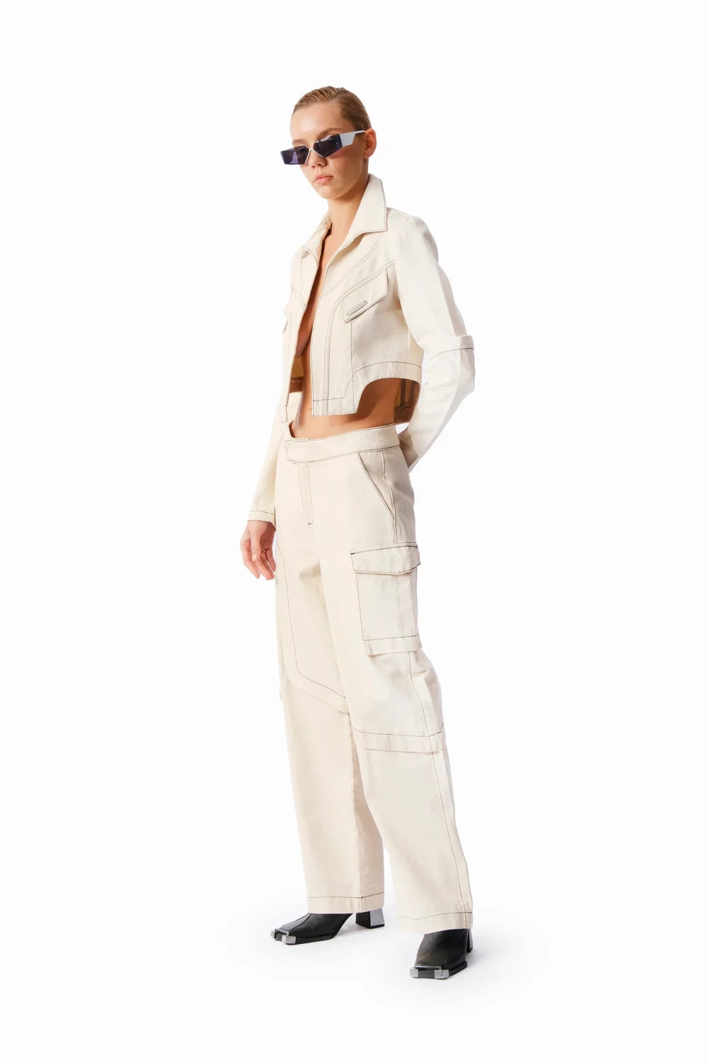 Kntlgy-Bej Denim Kargo Pantolon-Kot Pantolon-3-Milagron.com