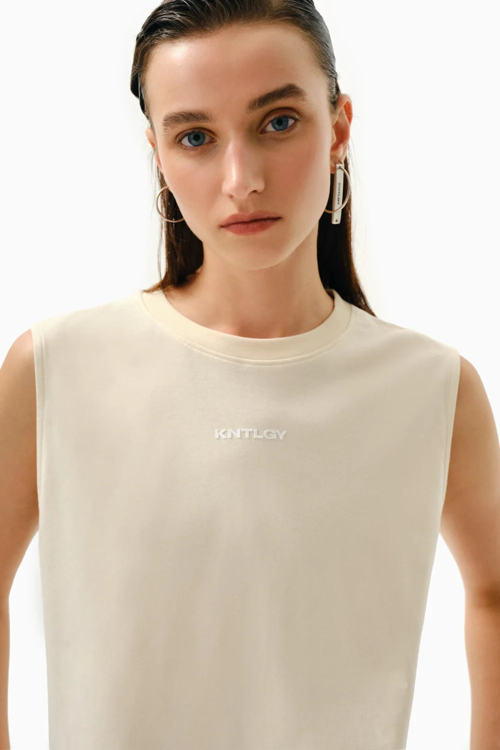 Kntlgy-Bej Sıfır Kol T-Shirt-T-Shirts-2-Milagron.com