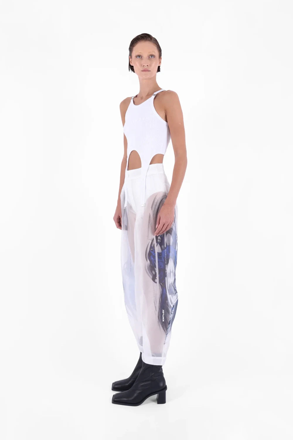 Kntlgy-Beyaz Boyundan Bağlamalı T-Shirt-T-Shirts-3-Milagron.com